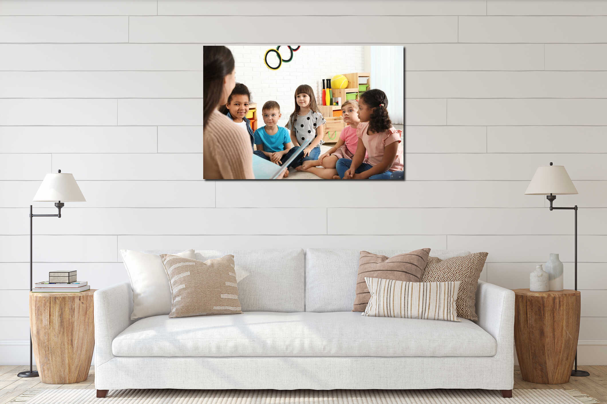 Canvas hanging interior mockup
