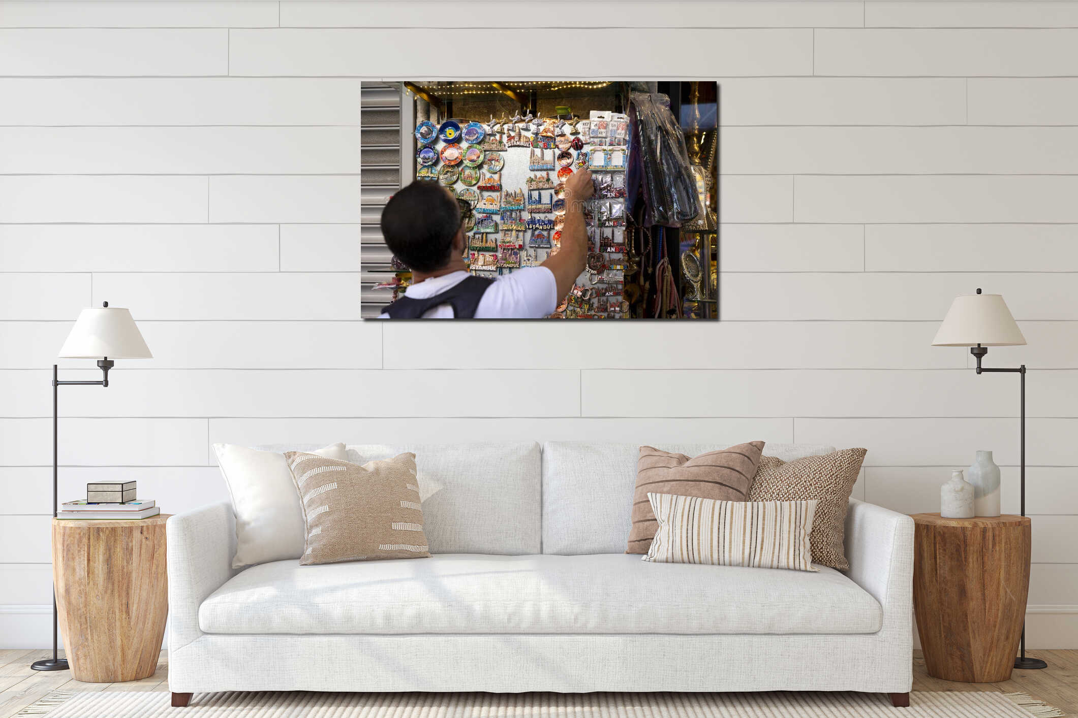 Canvas hanging interior mockup