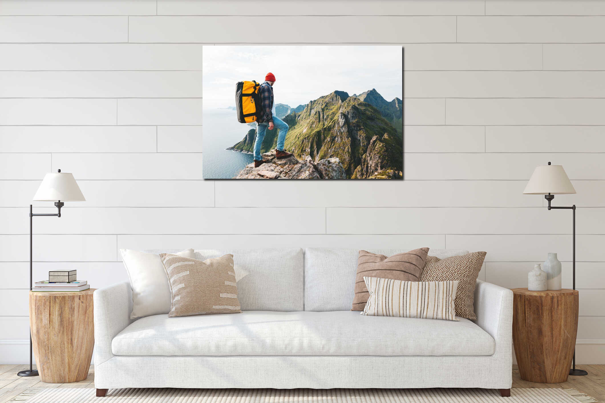 Canvas hanging interior mockup