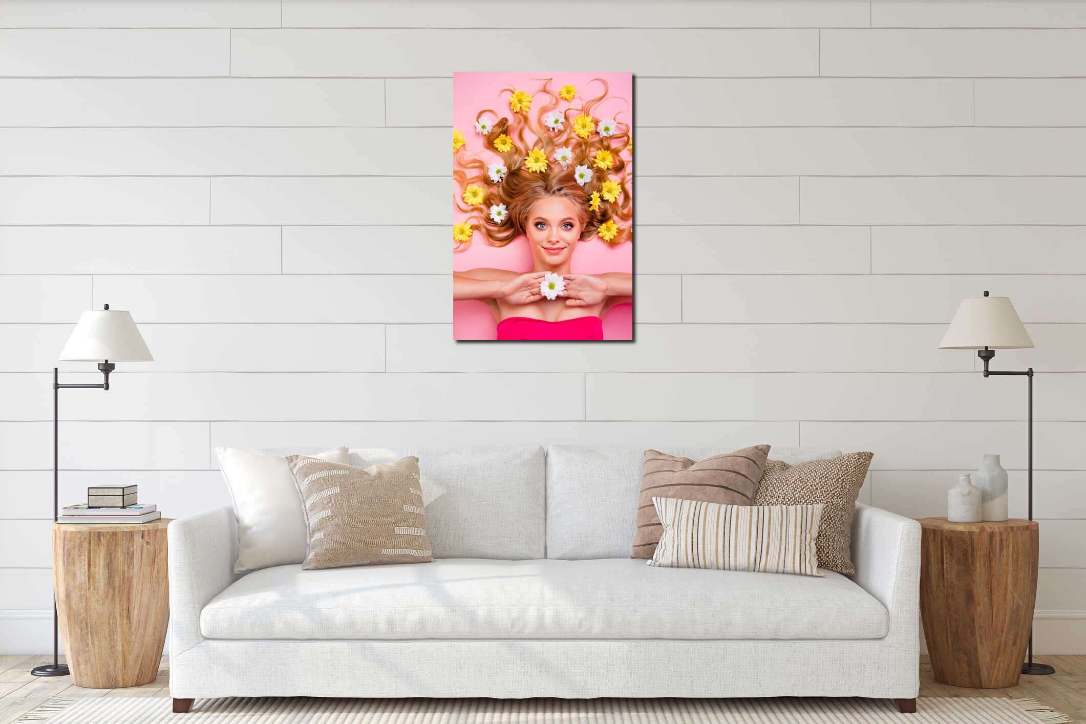 Canvas hanging interior mockup