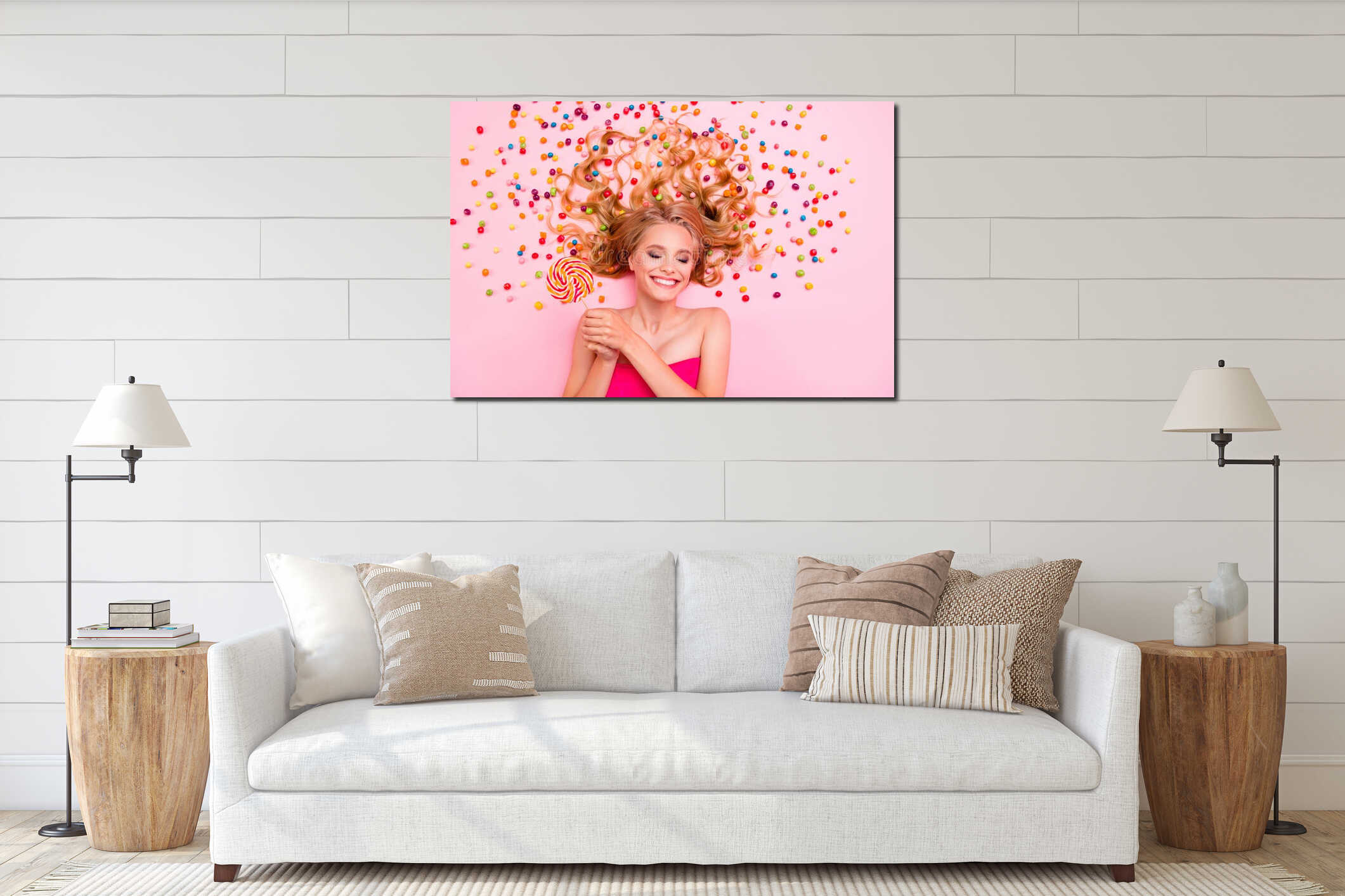 Canvas hanging interior mockup