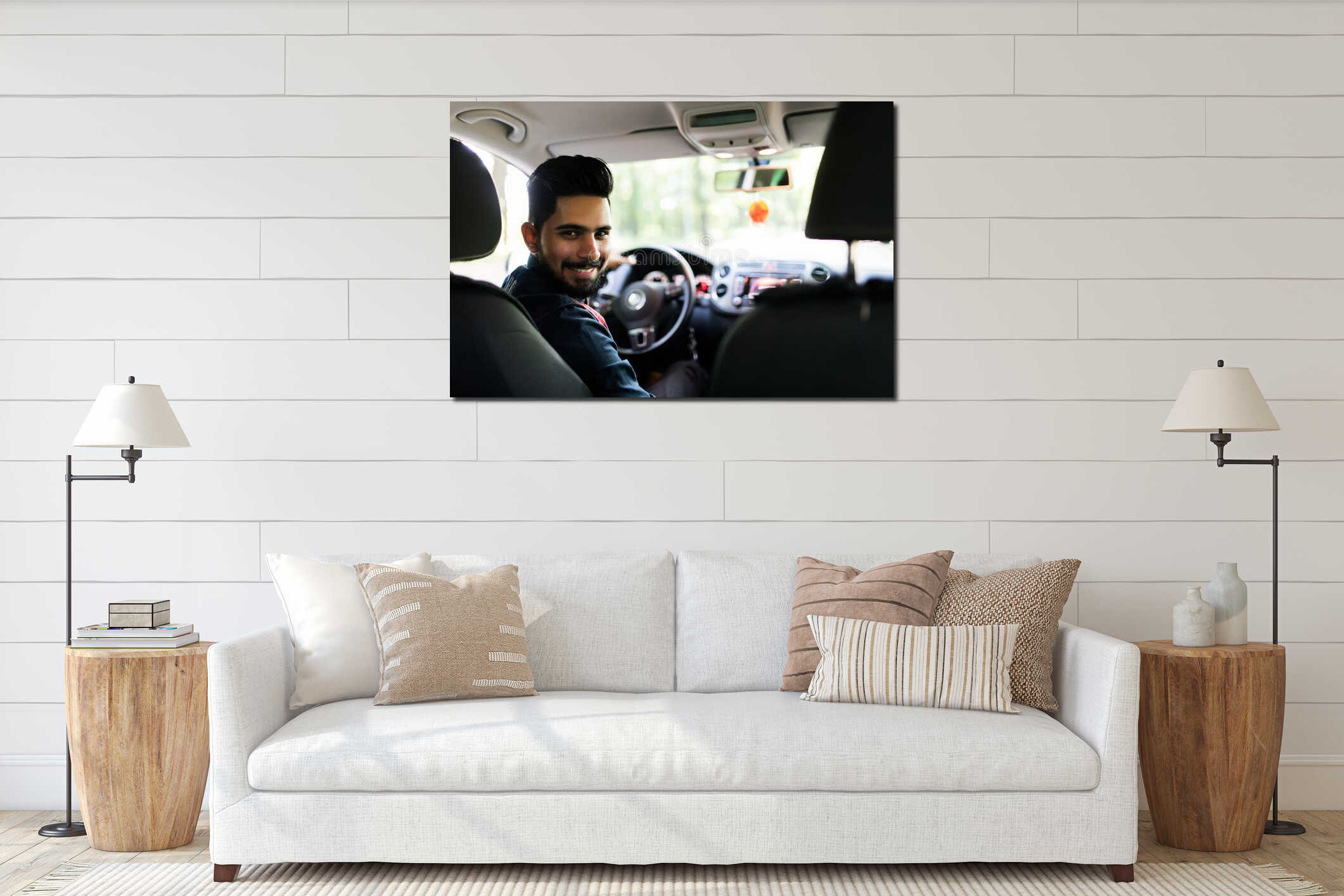 Canvas hanging interior mockup