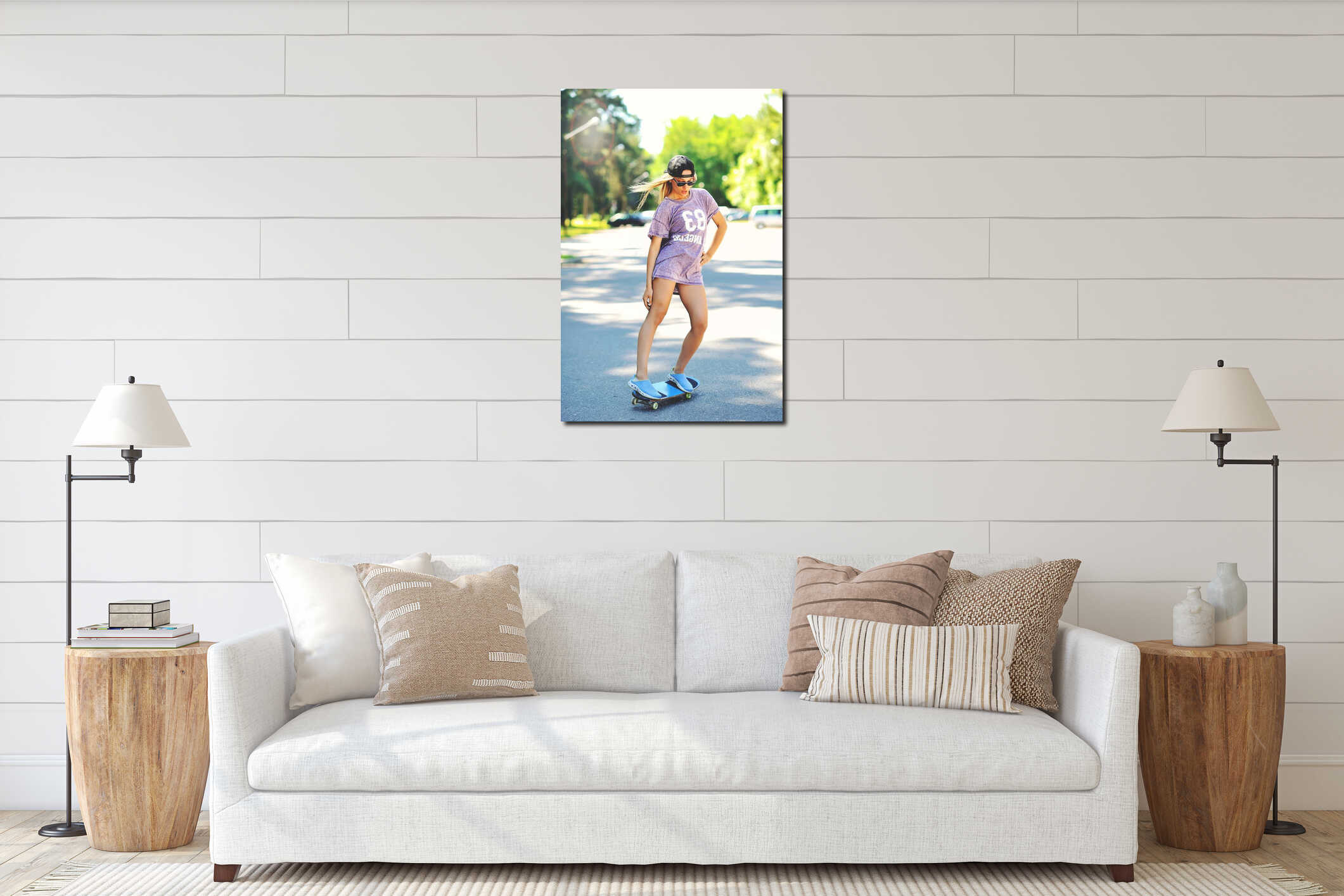 Canvas hanging interior mockup