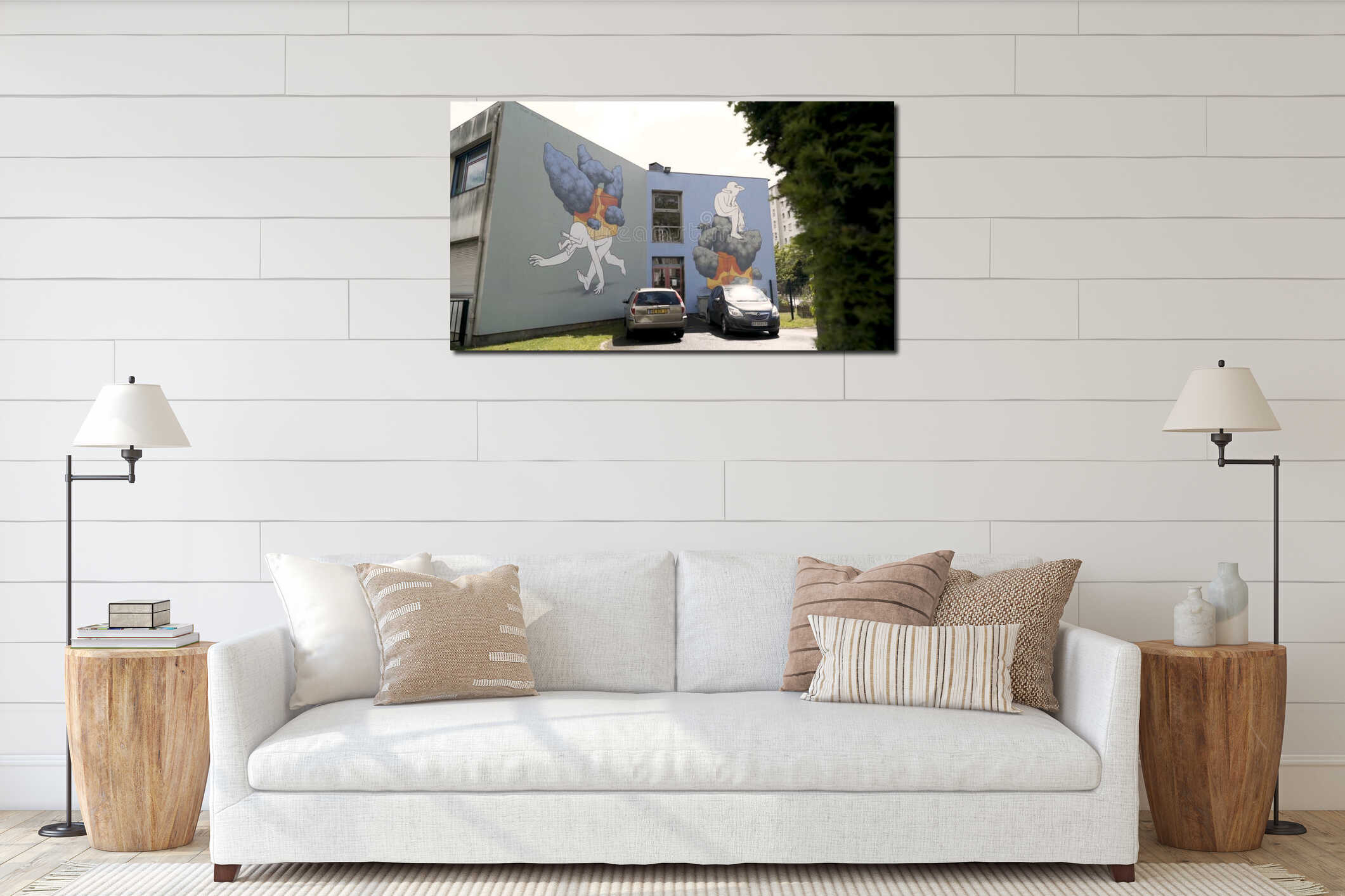 Canvas hanging interior mockup