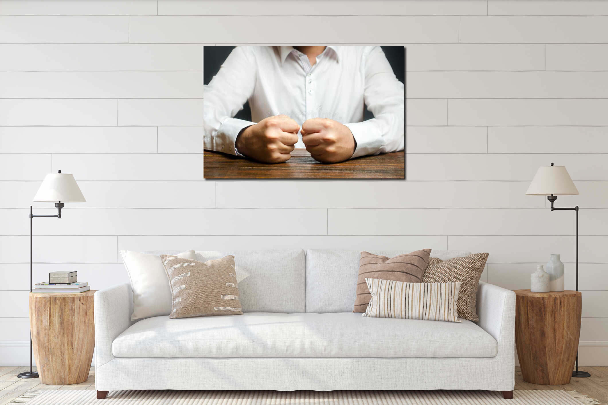 Canvas hanging interior mockup
