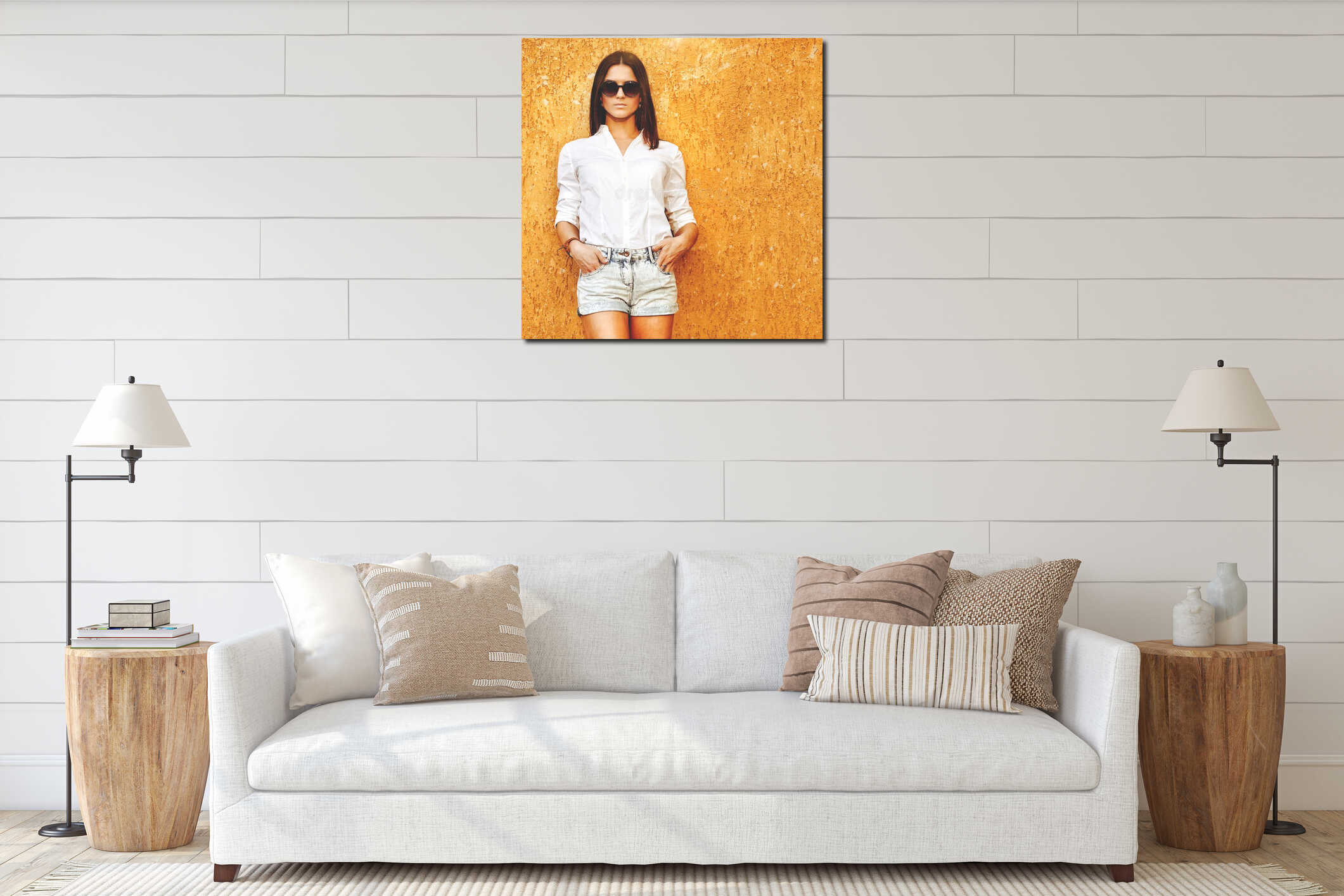 Canvas hanging interior mockup