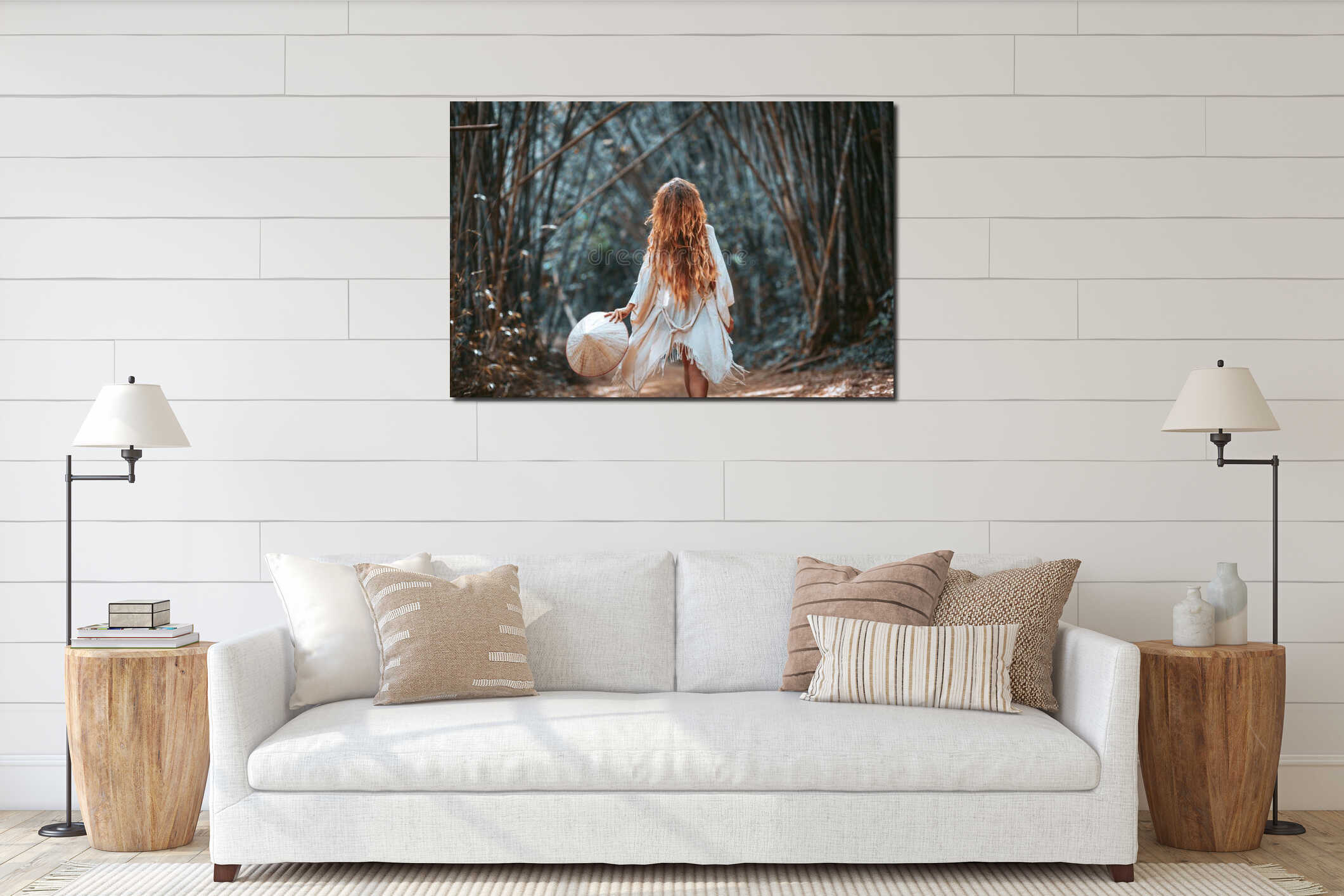 Canvas hanging interior mockup