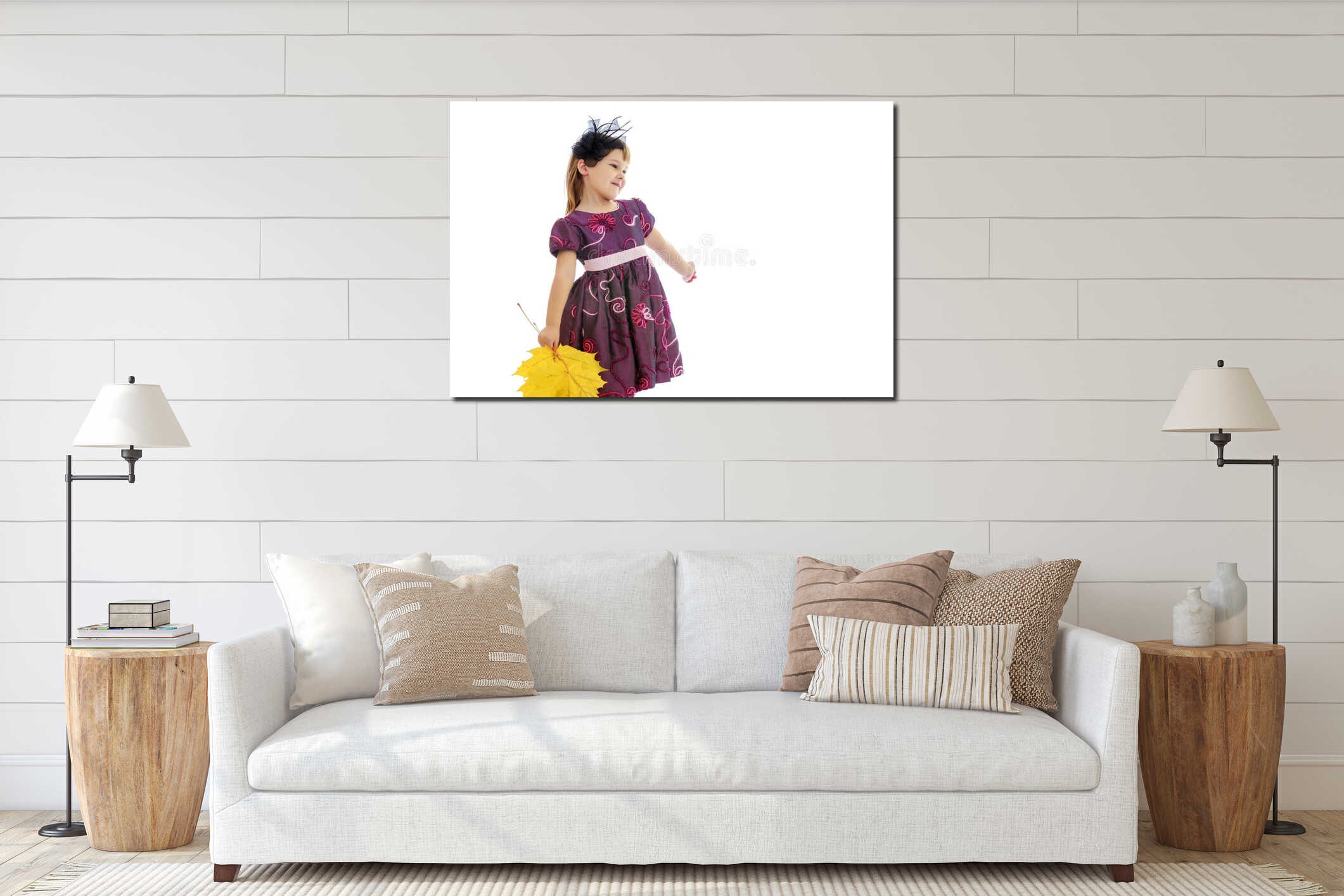 Canvas hanging interior mockup