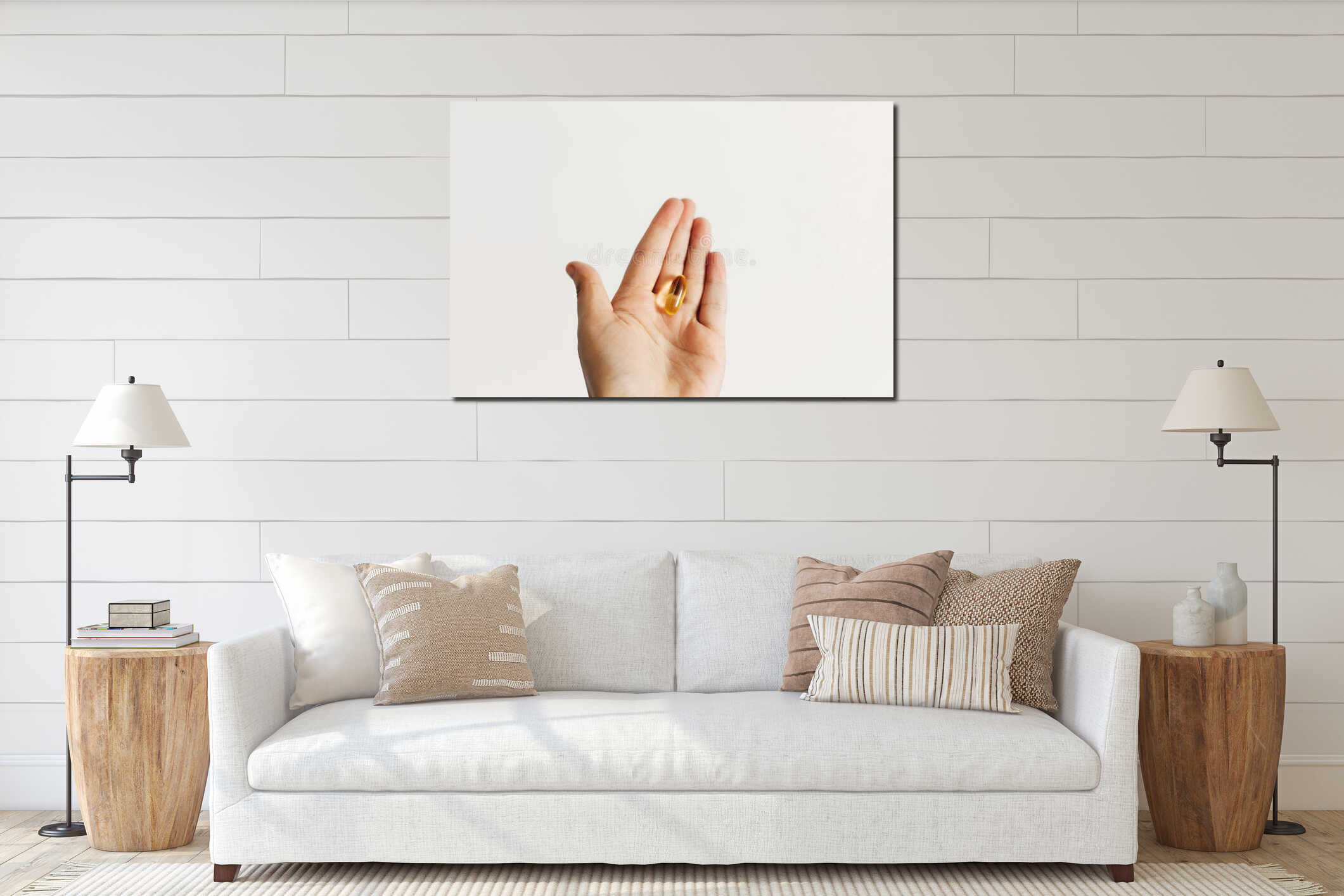 Canvas hanging interior mockup