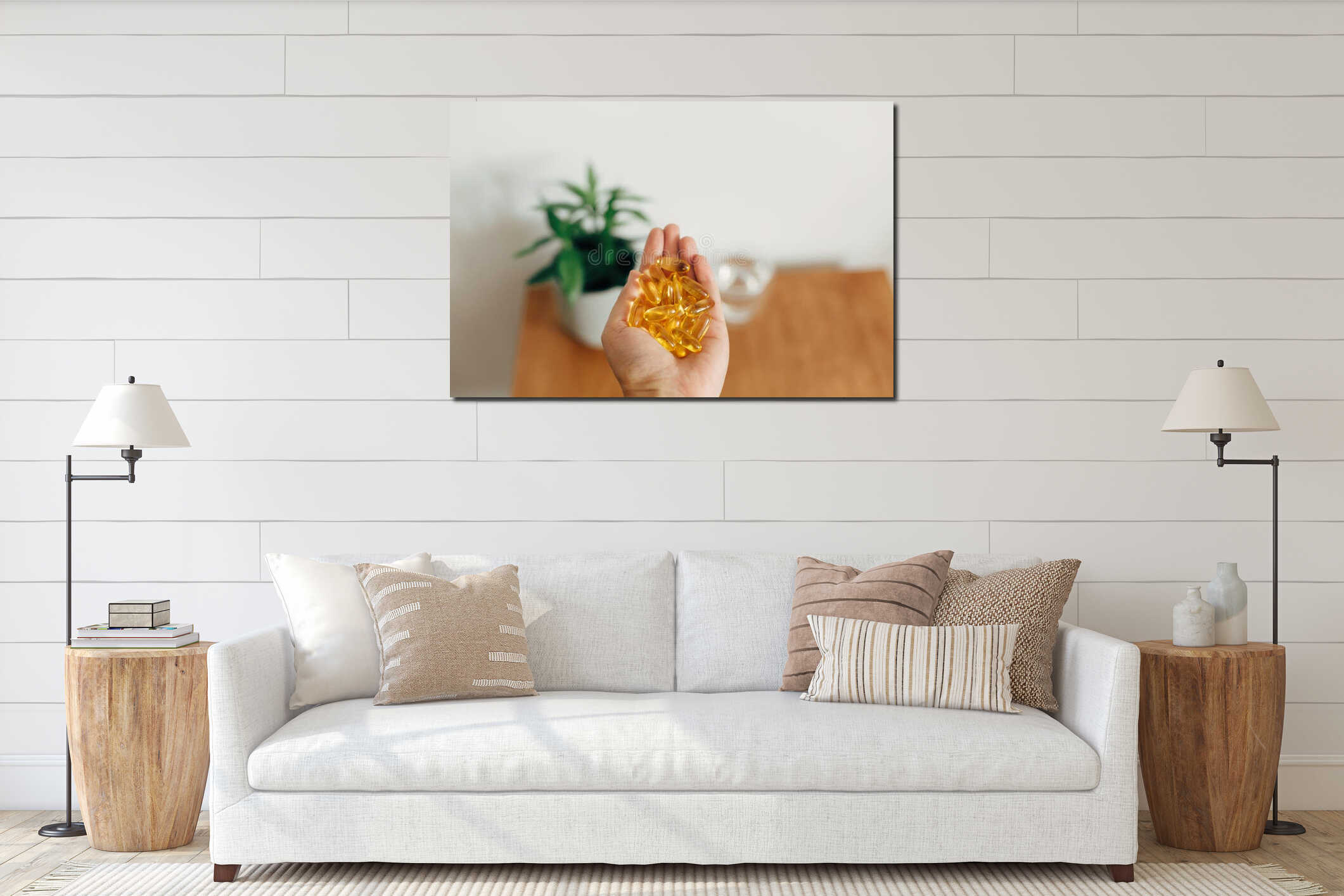 Canvas hanging interior mockup