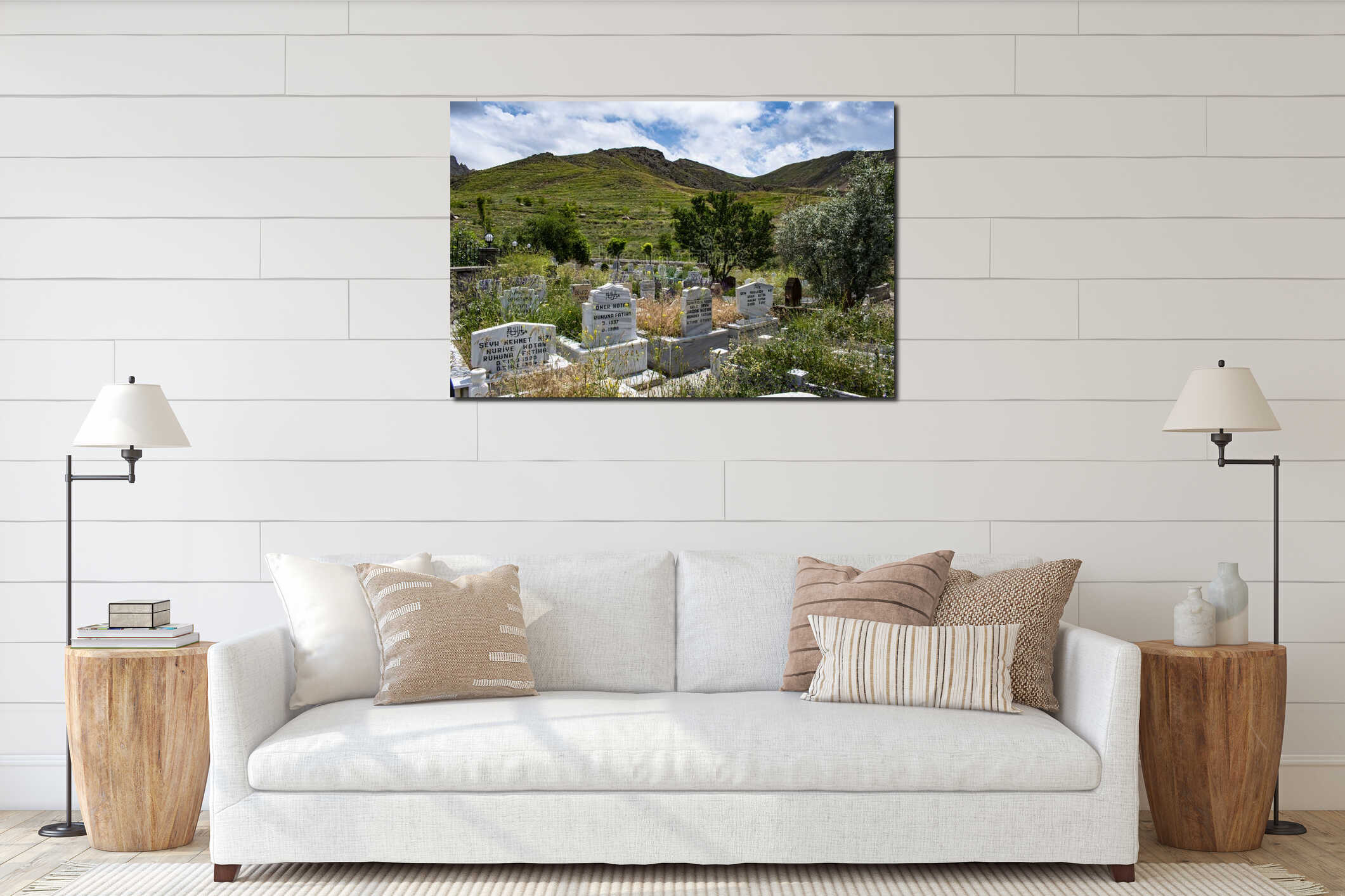 Canvas hanging interior mockup