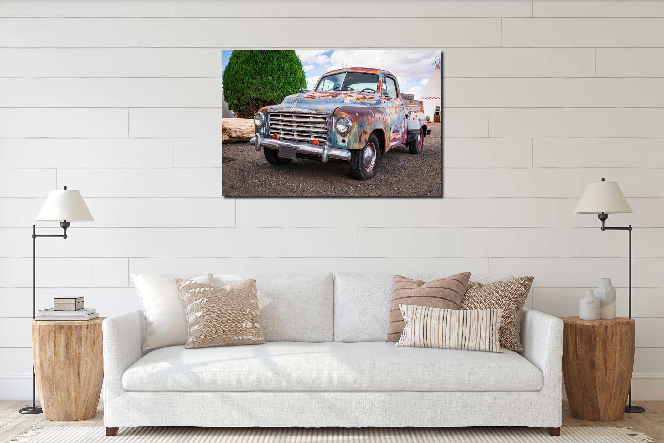 Canvas hanging interior mockup
