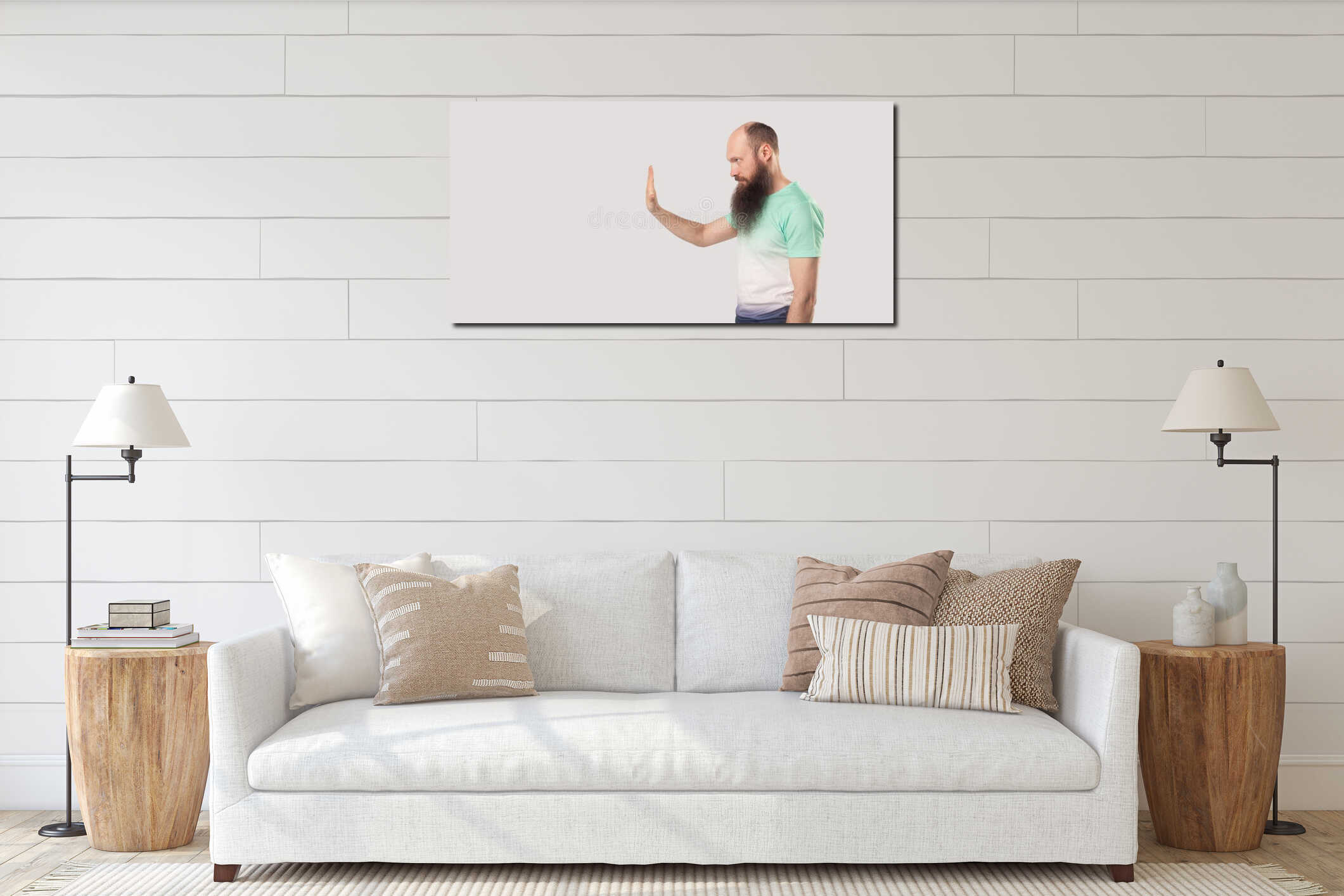 Canvas hanging interior mockup