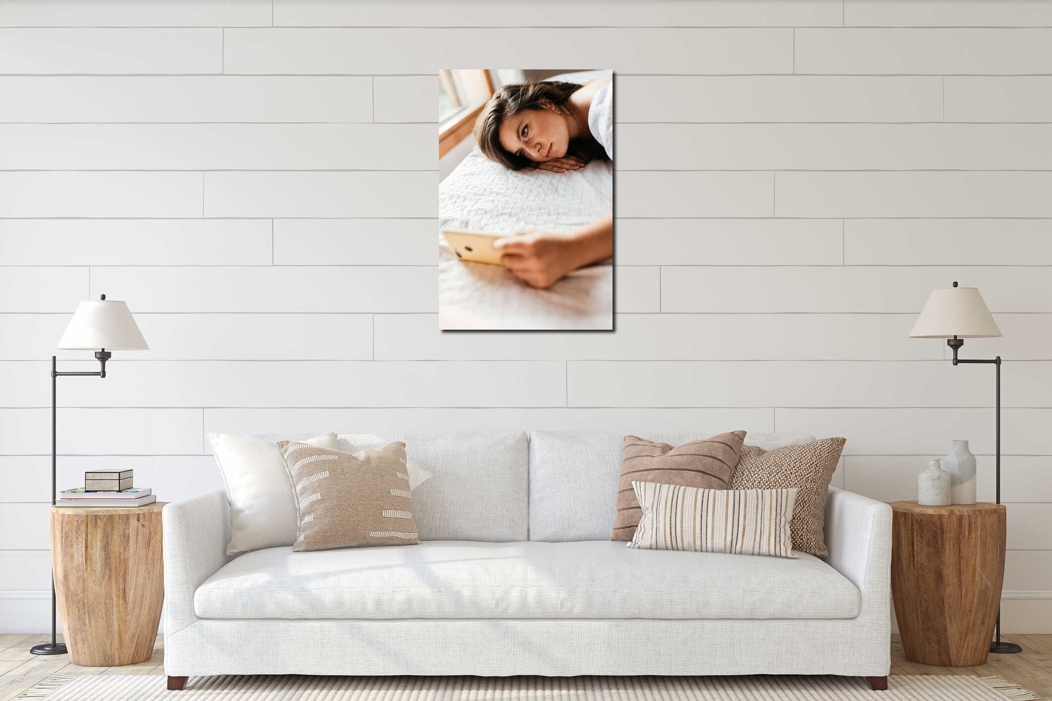 Canvas hanging interior mockup