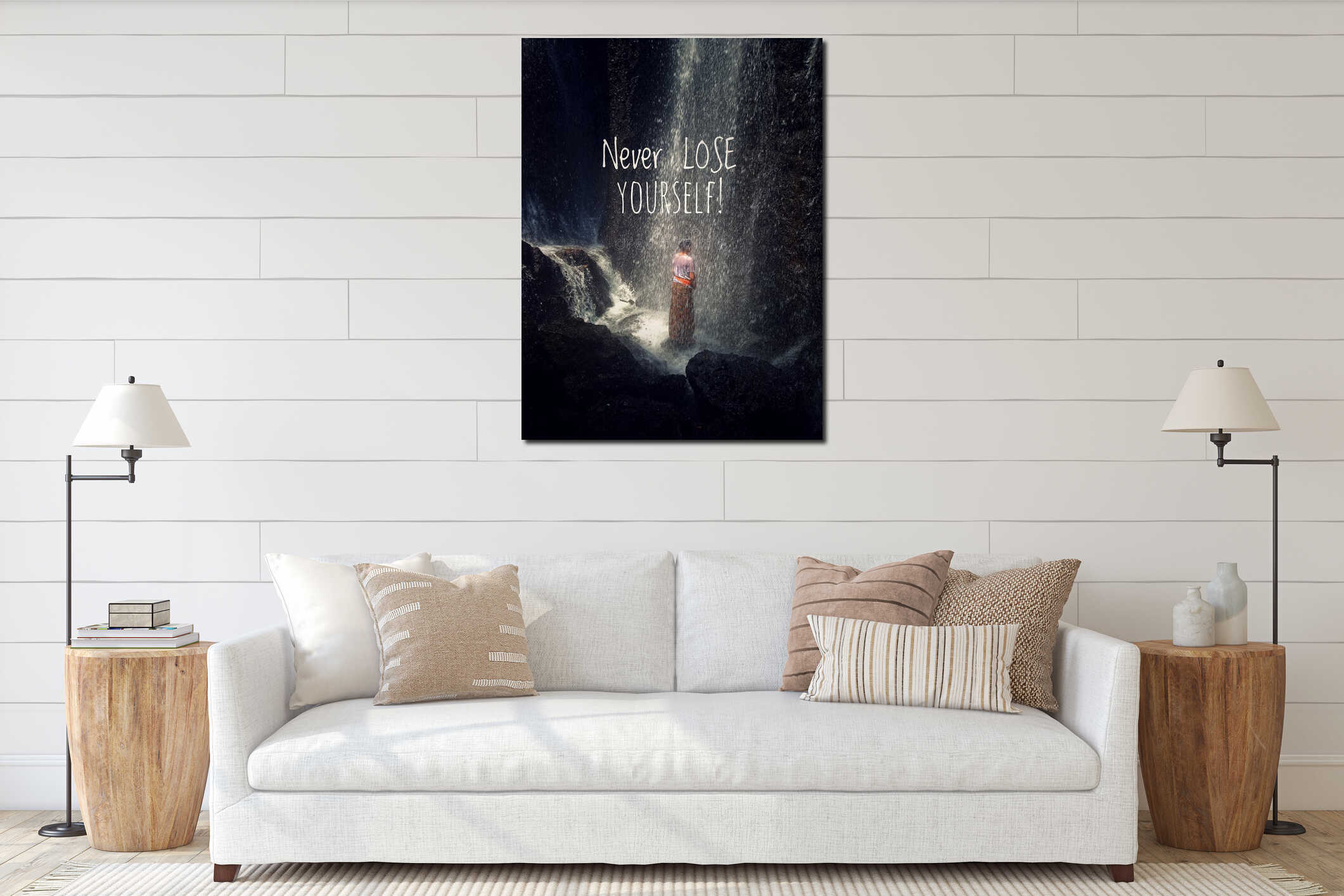 Canvas hanging interior mockup