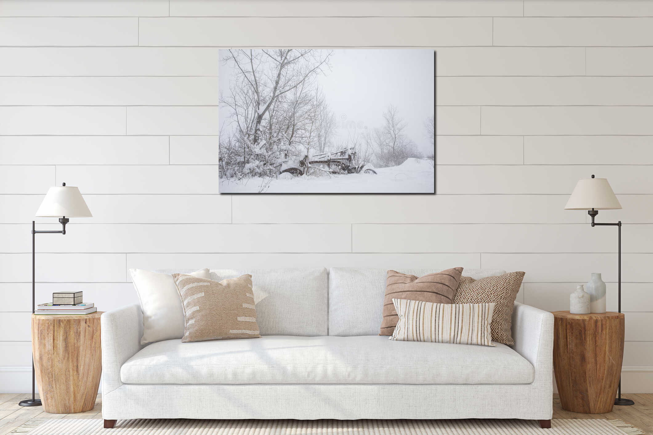 Canvas hanging interior mockup