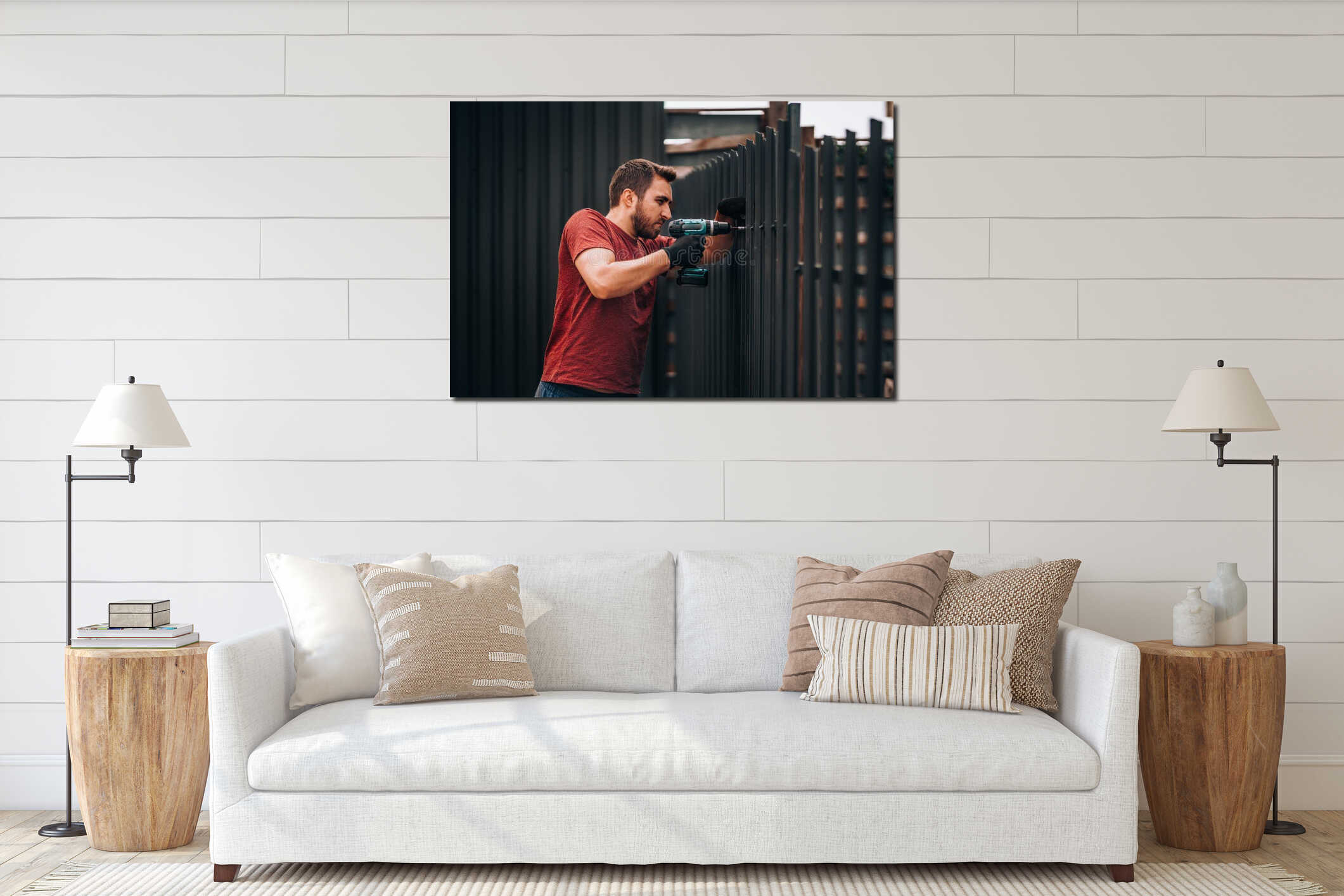 Canvas hanging interior mockup