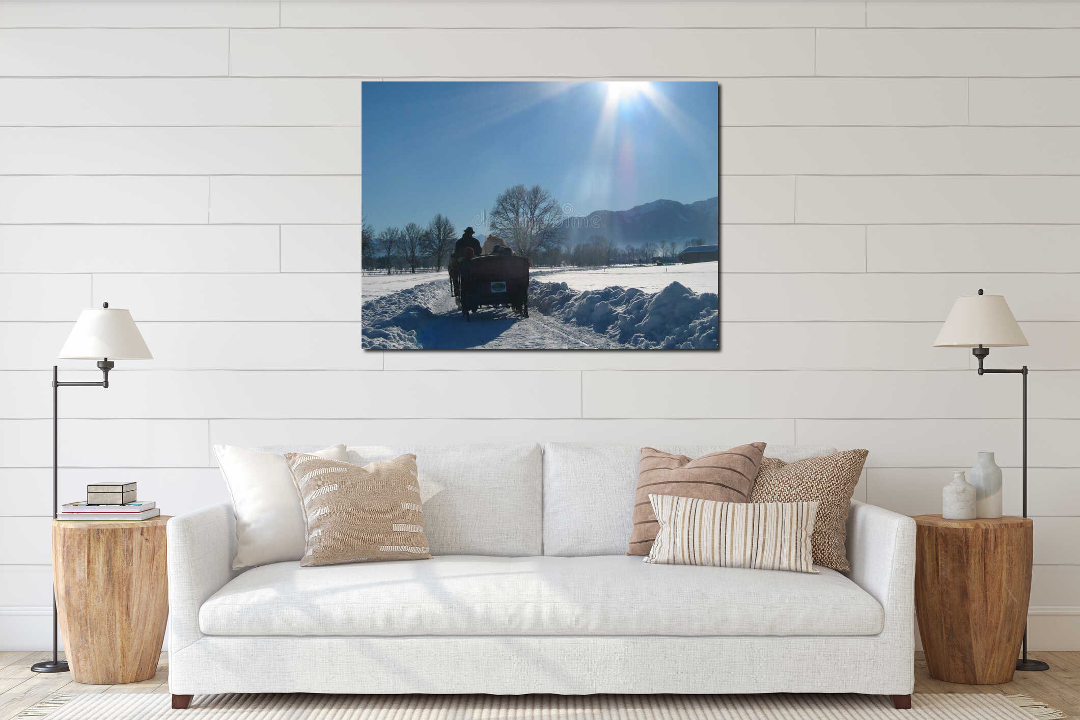 Canvas hanging interior mockup