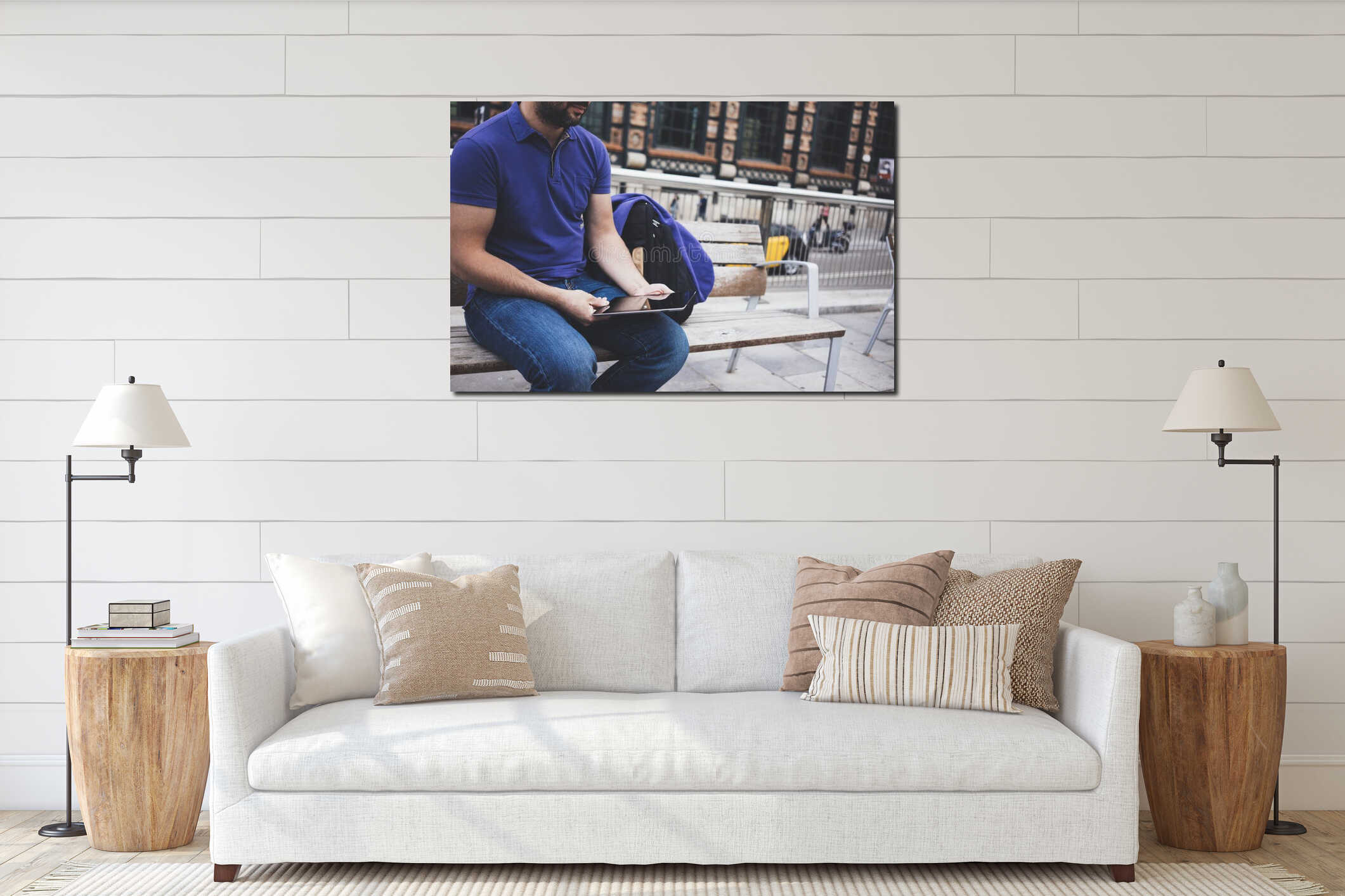 Canvas hanging interior mockup