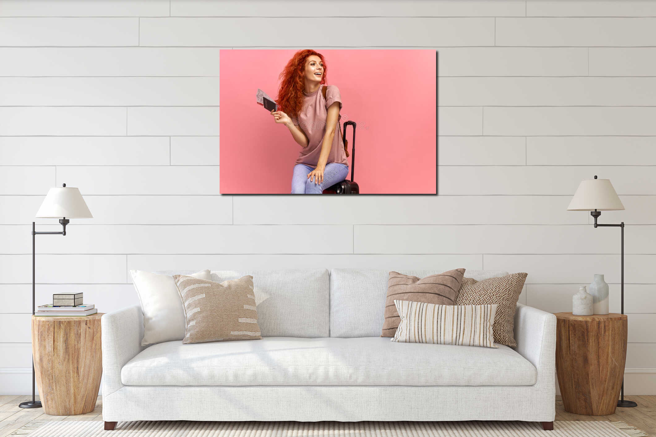 Canvas hanging interior mockup