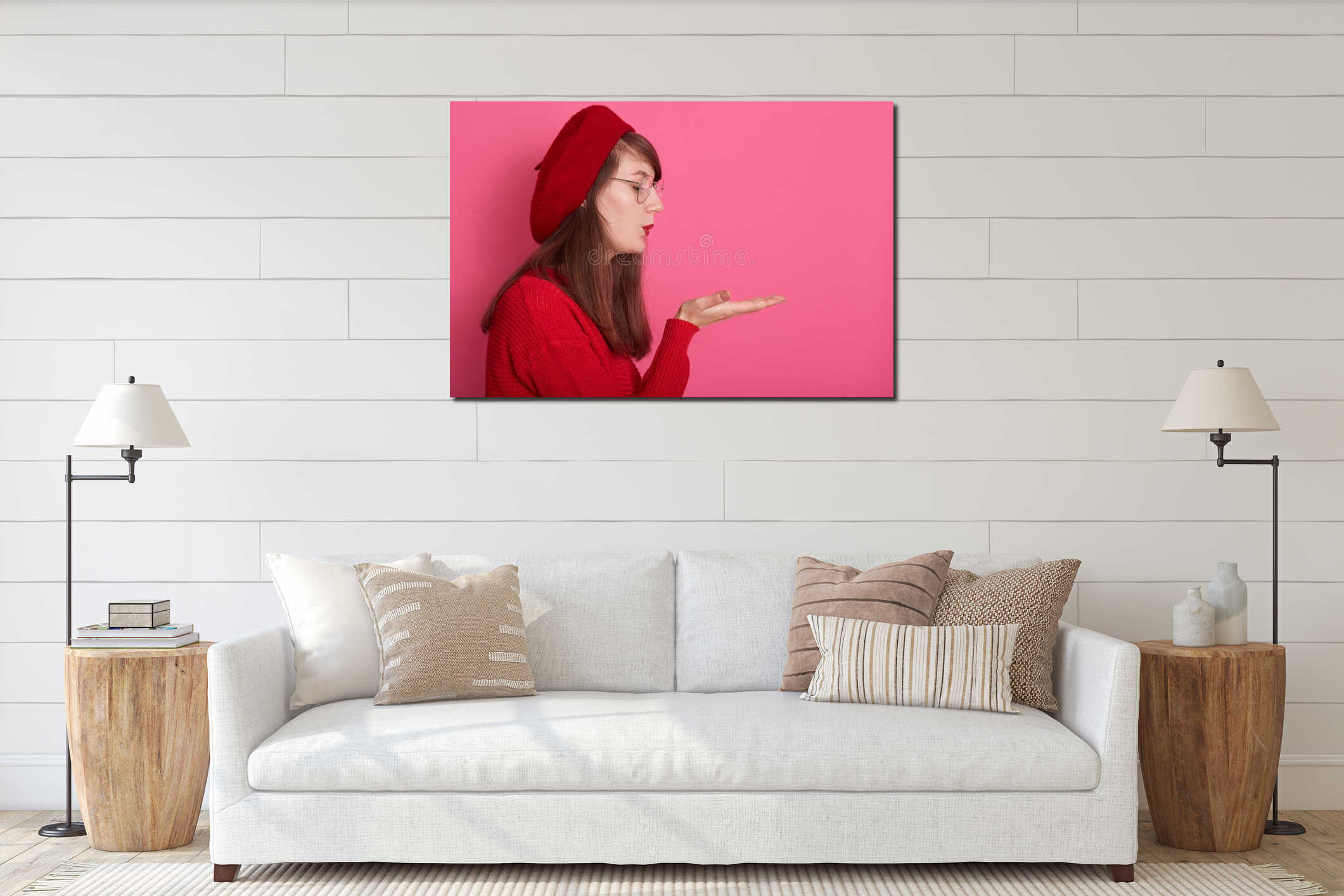 Canvas hanging interior mockup