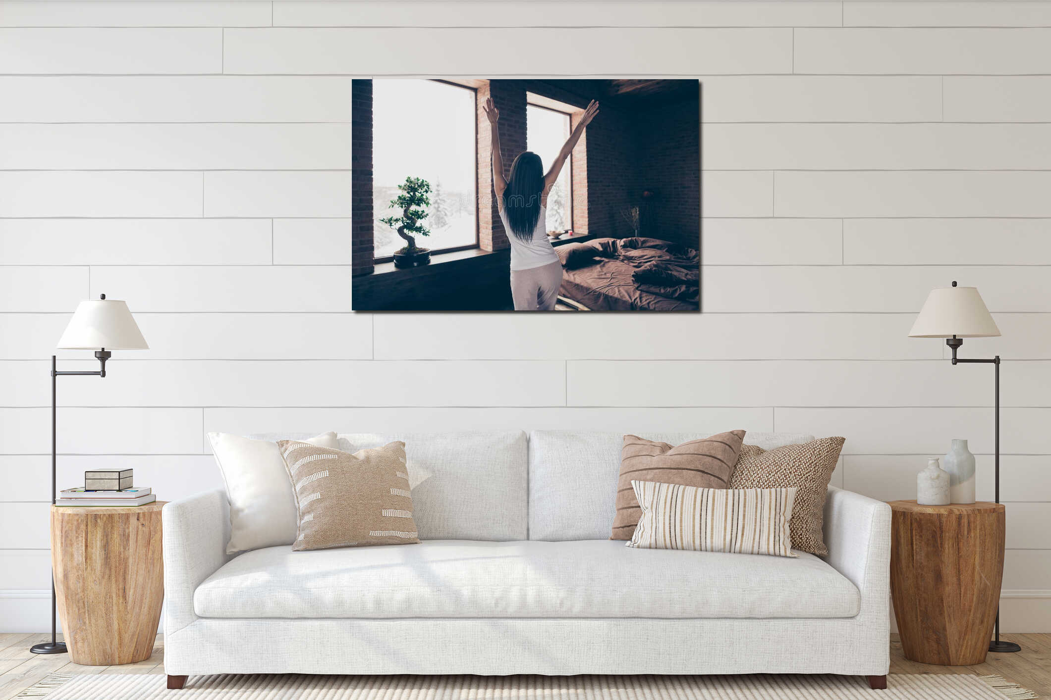 Canvas hanging interior mockup
