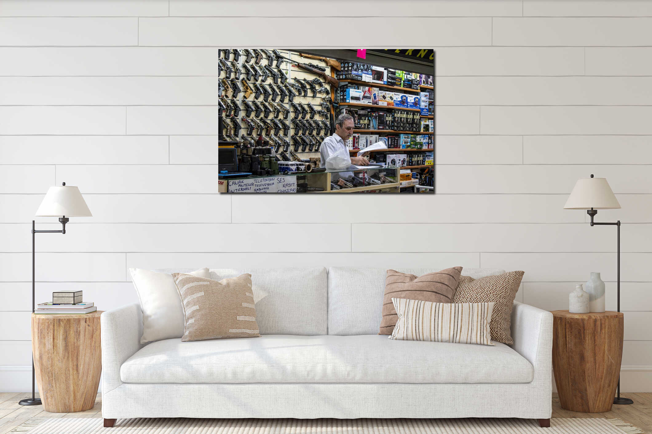 Canvas hanging interior mockup