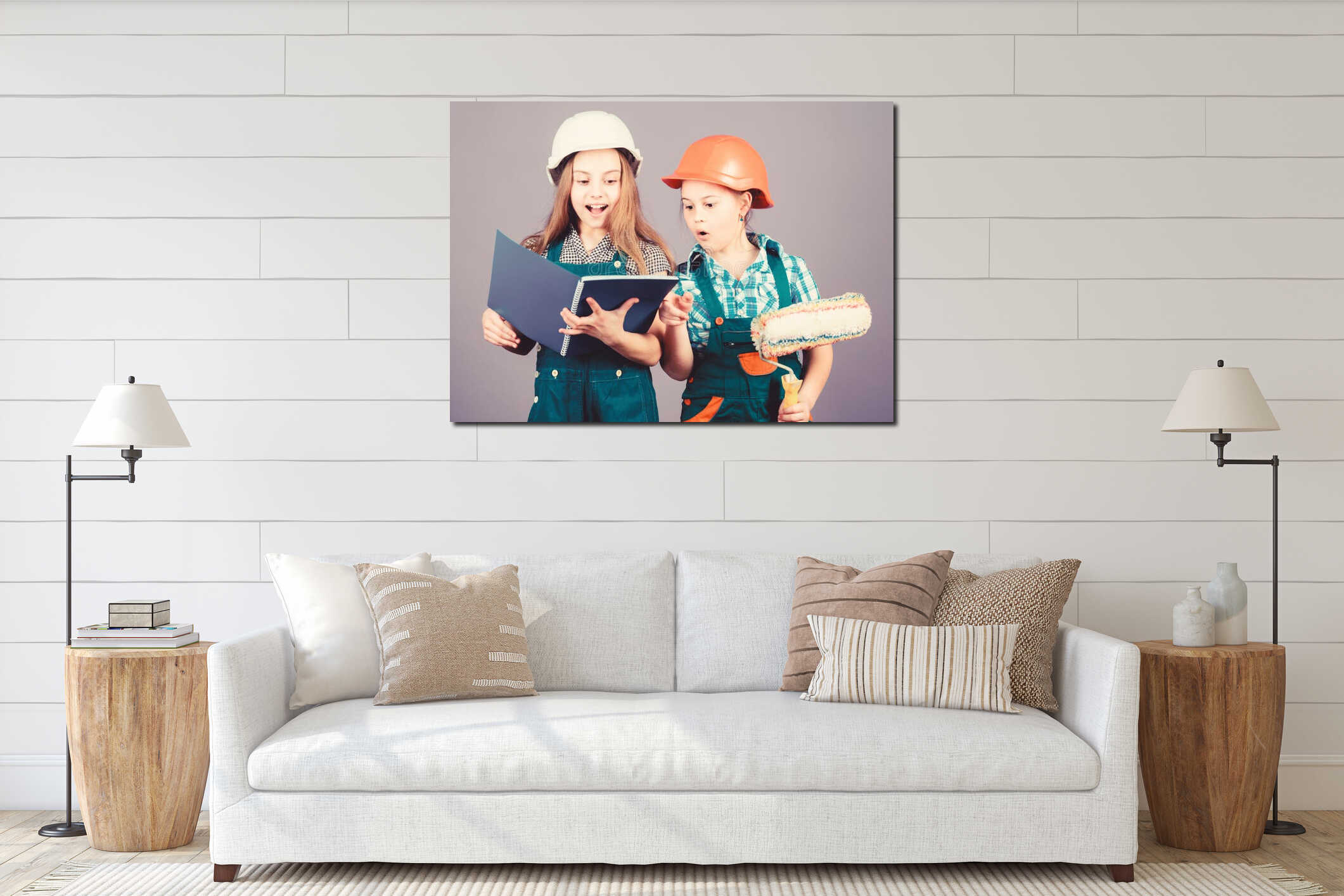 Canvas hanging interior mockup