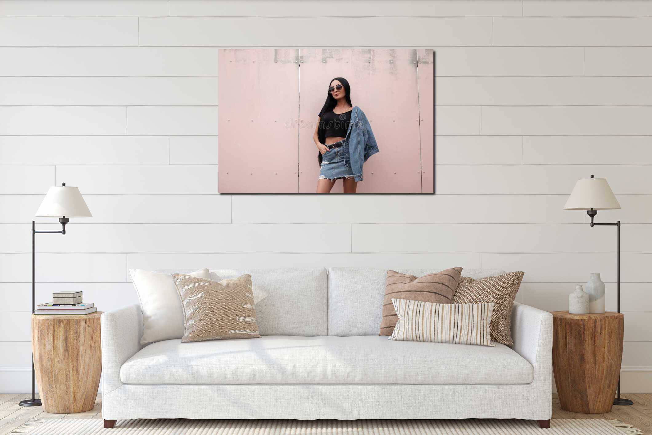 Canvas hanging interior mockup