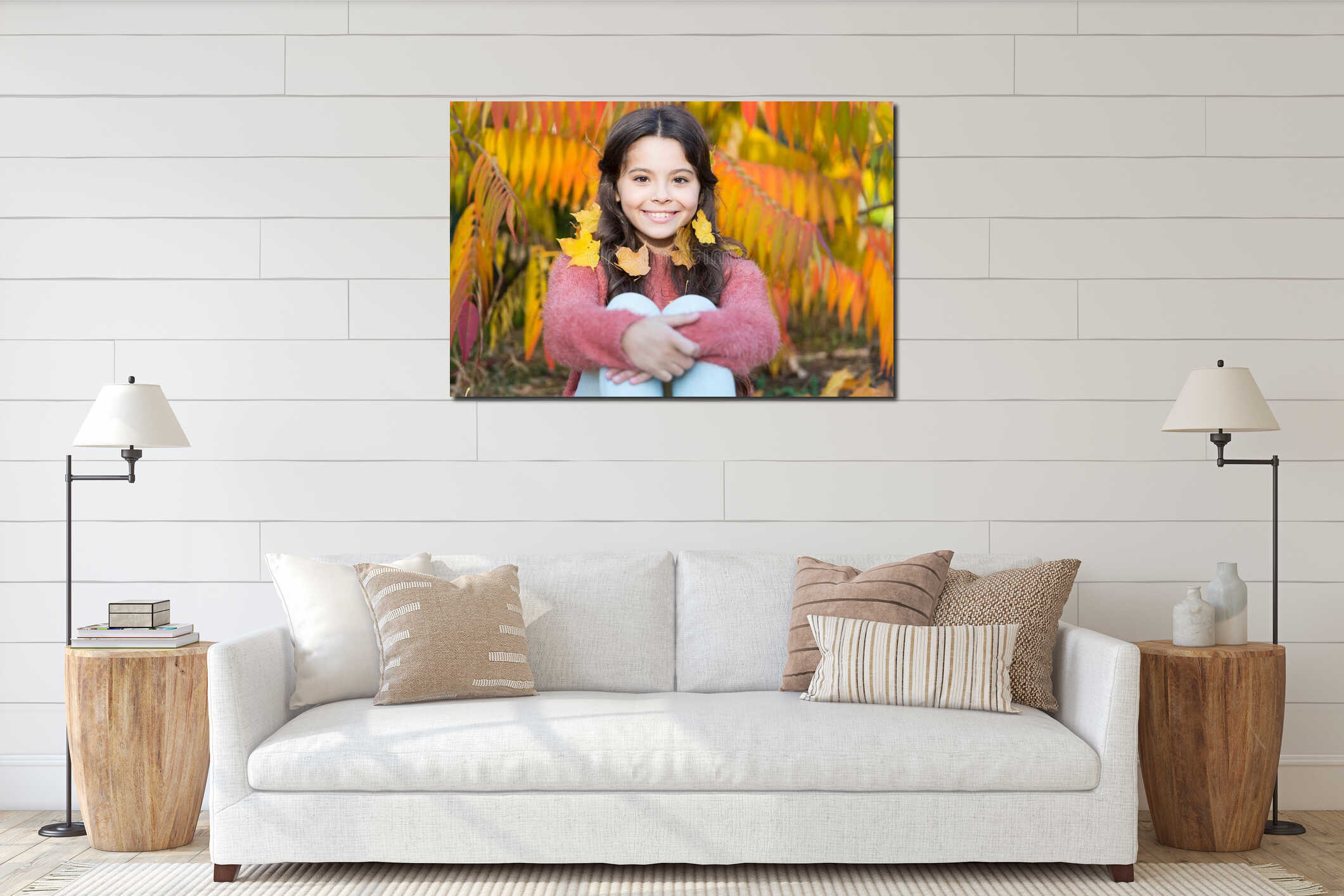 Canvas hanging interior mockup