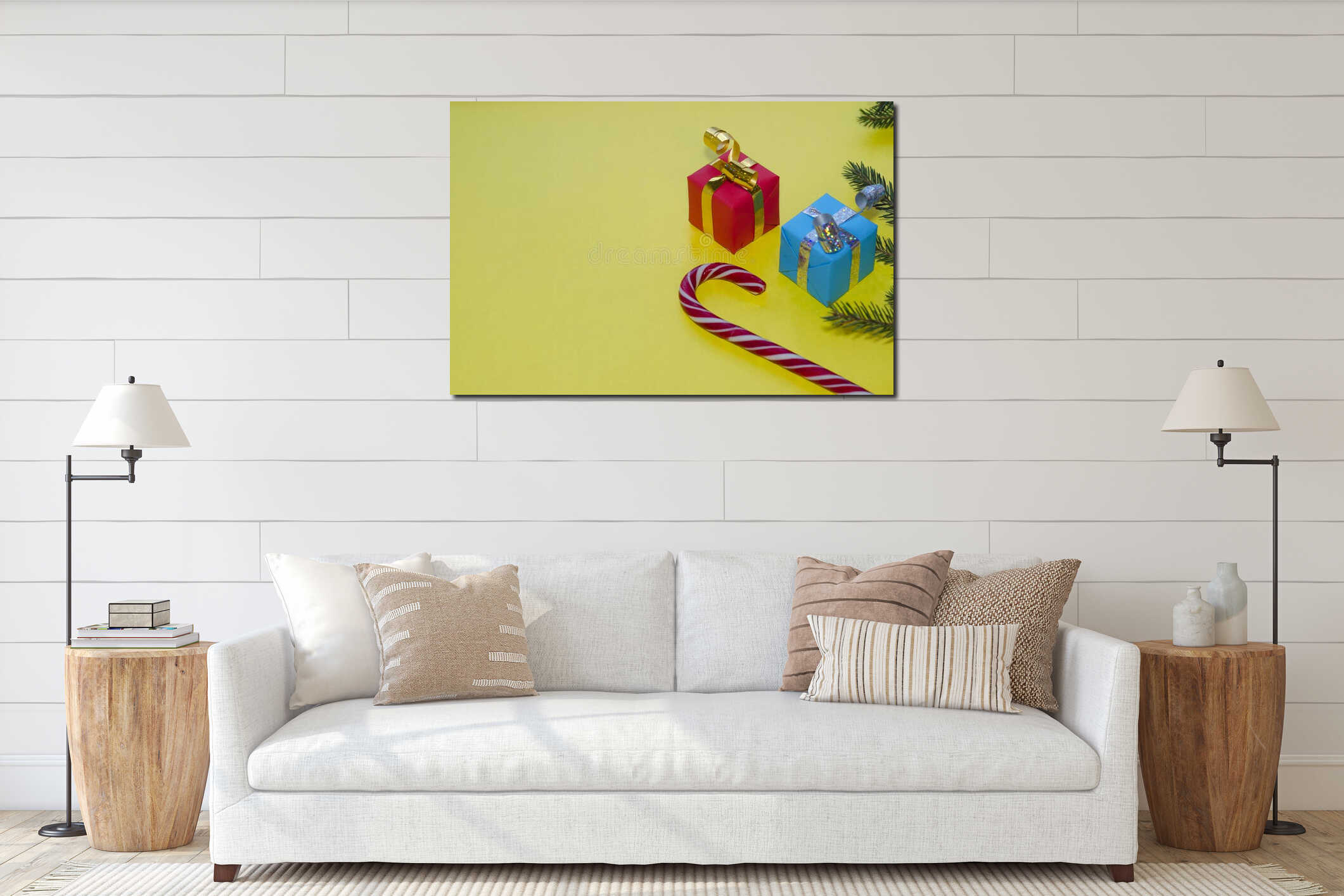 Canvas hanging interior mockup