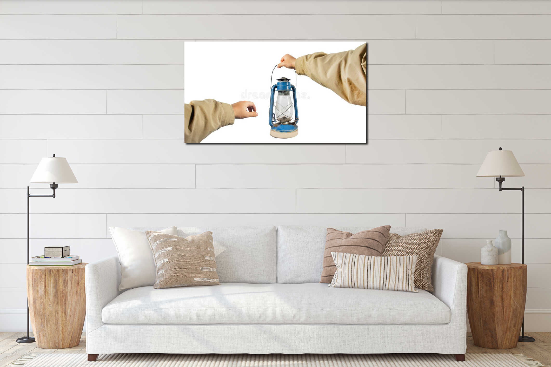 Canvas hanging interior mockup