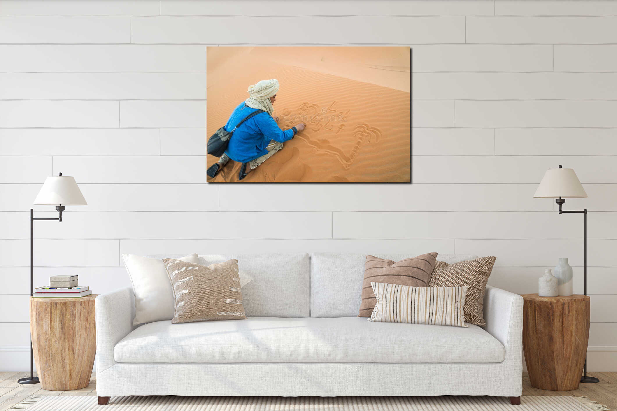 Canvas hanging interior mockup