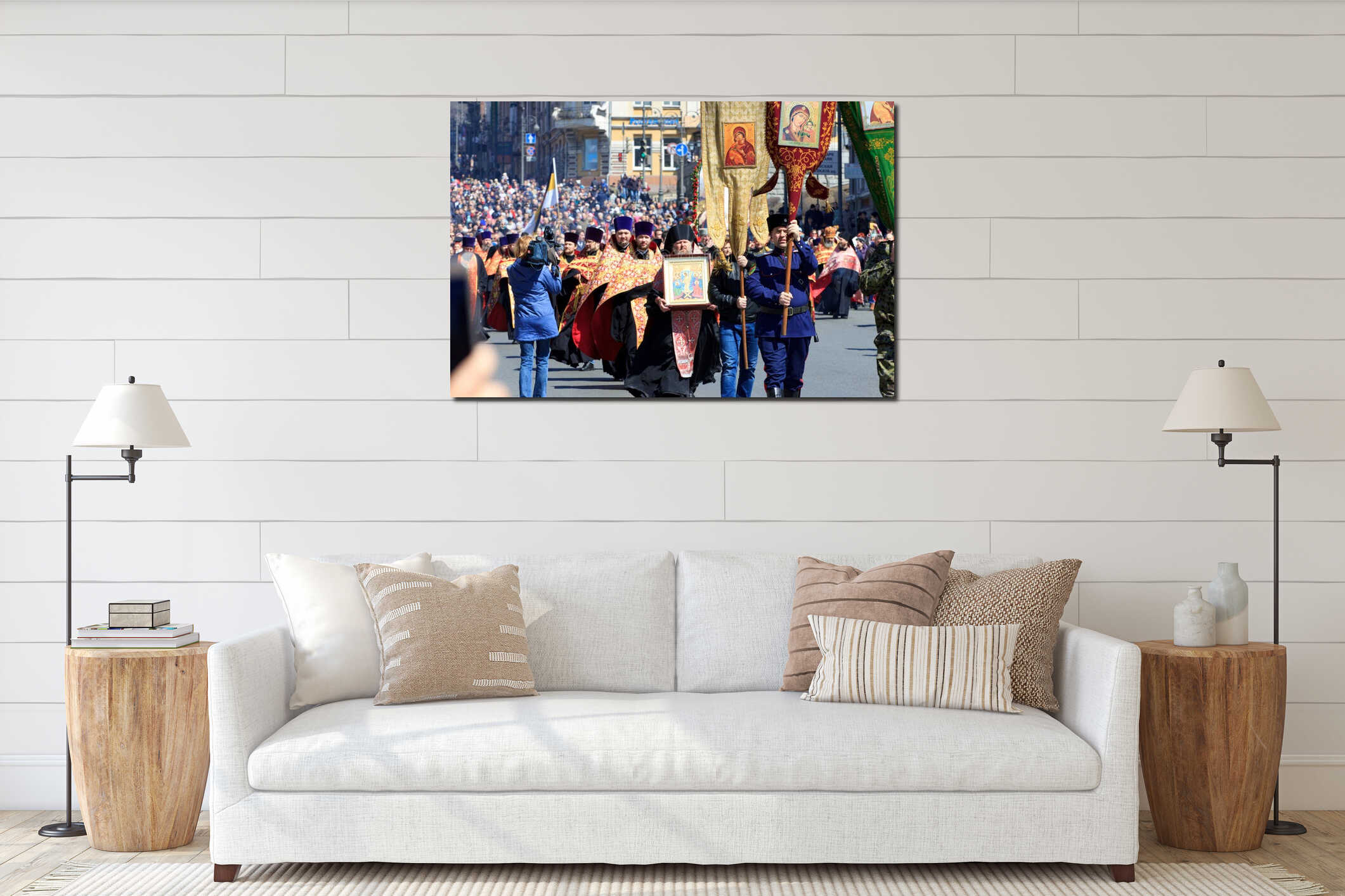 Canvas hanging interior mockup