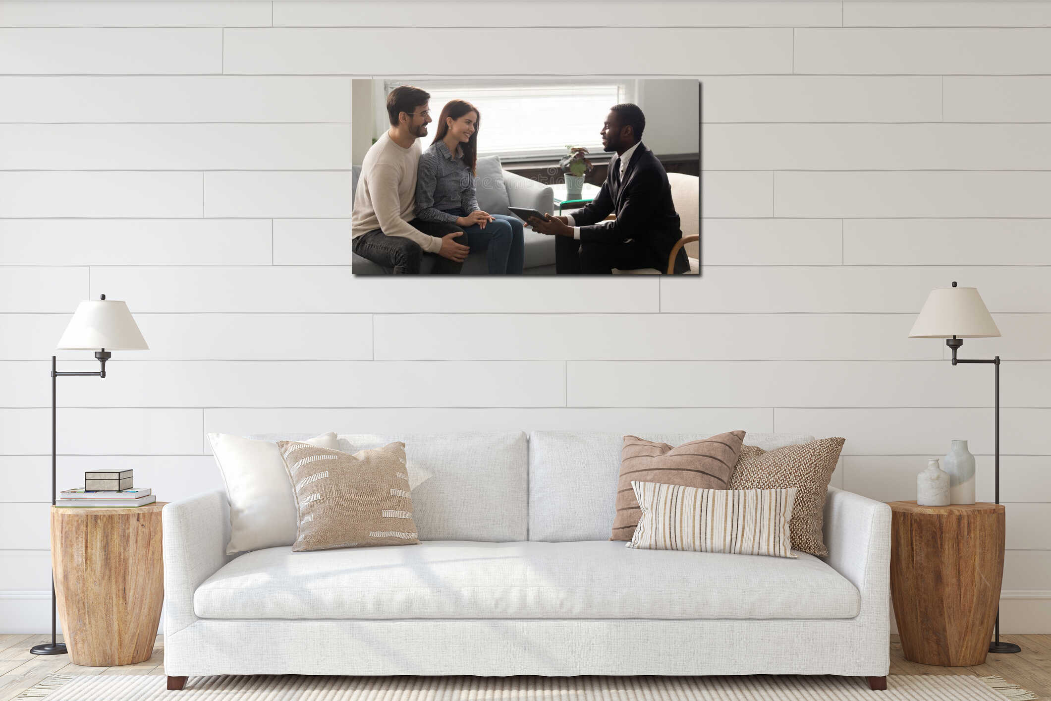 Canvas hanging interior mockup