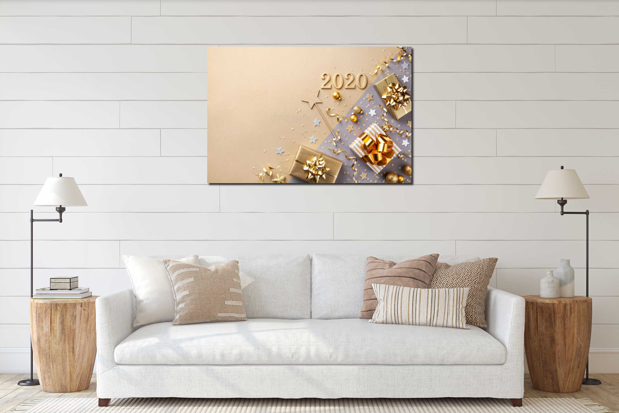 Canvas hanging interior mockup