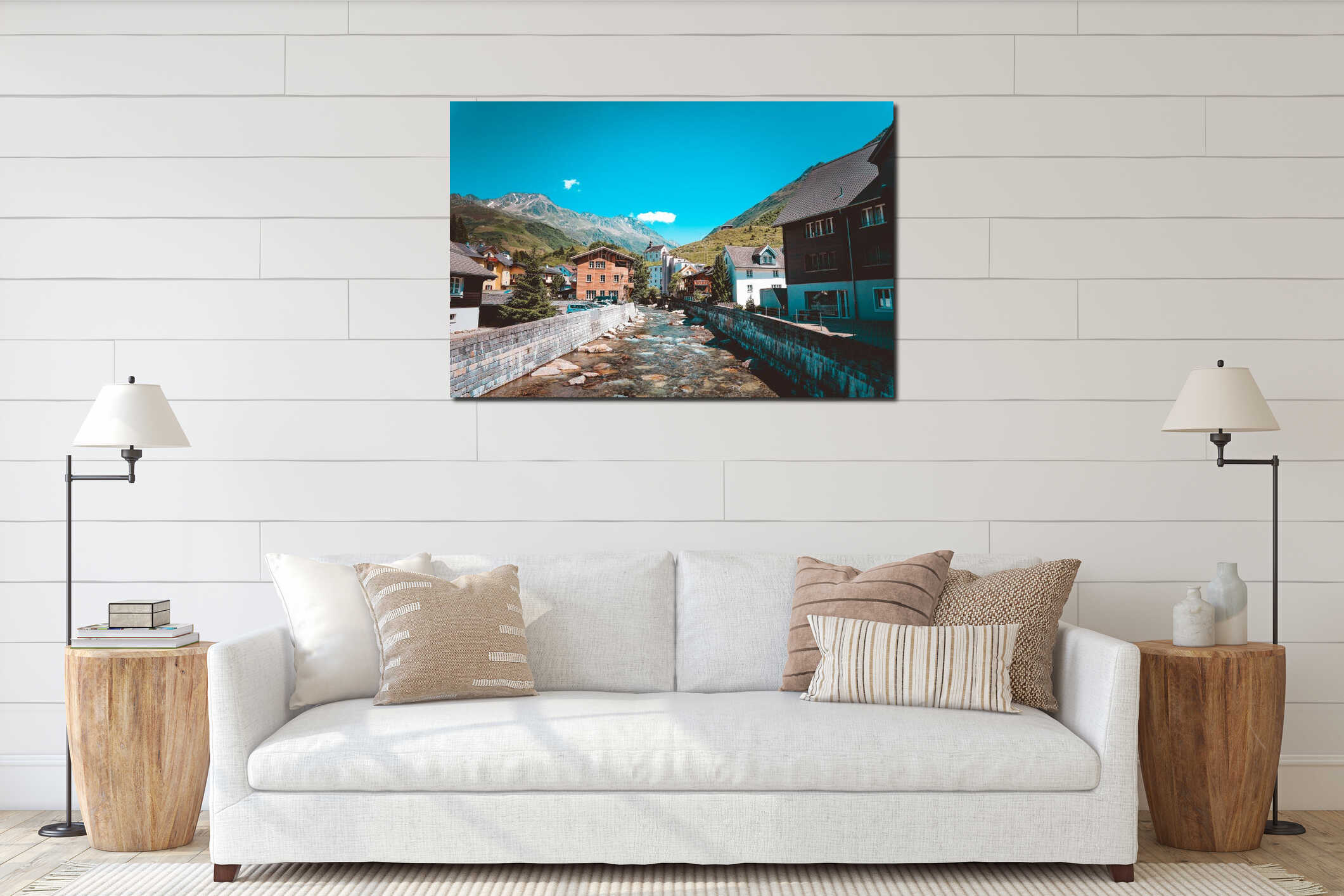Canvas hanging interior mockup