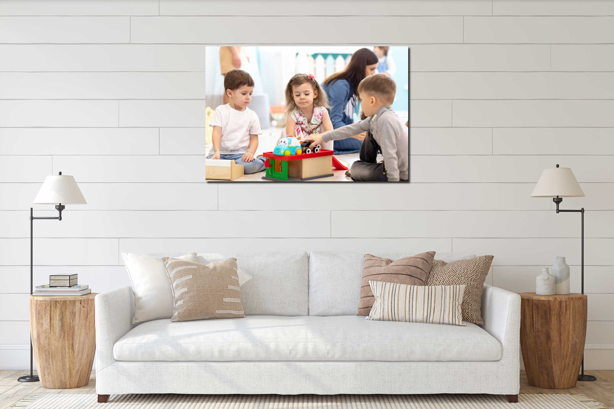 Canvas hanging interior mockup