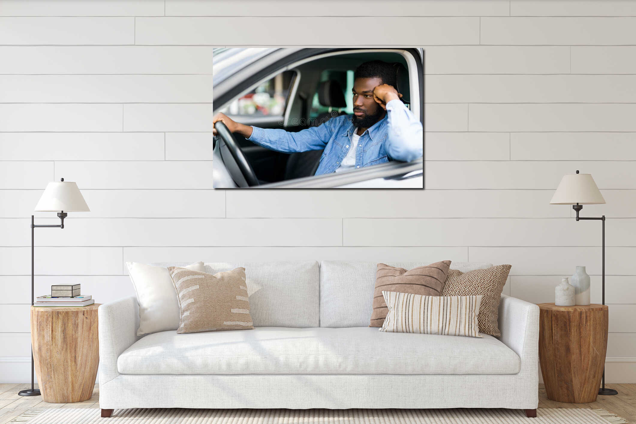 Canvas hanging interior mockup
