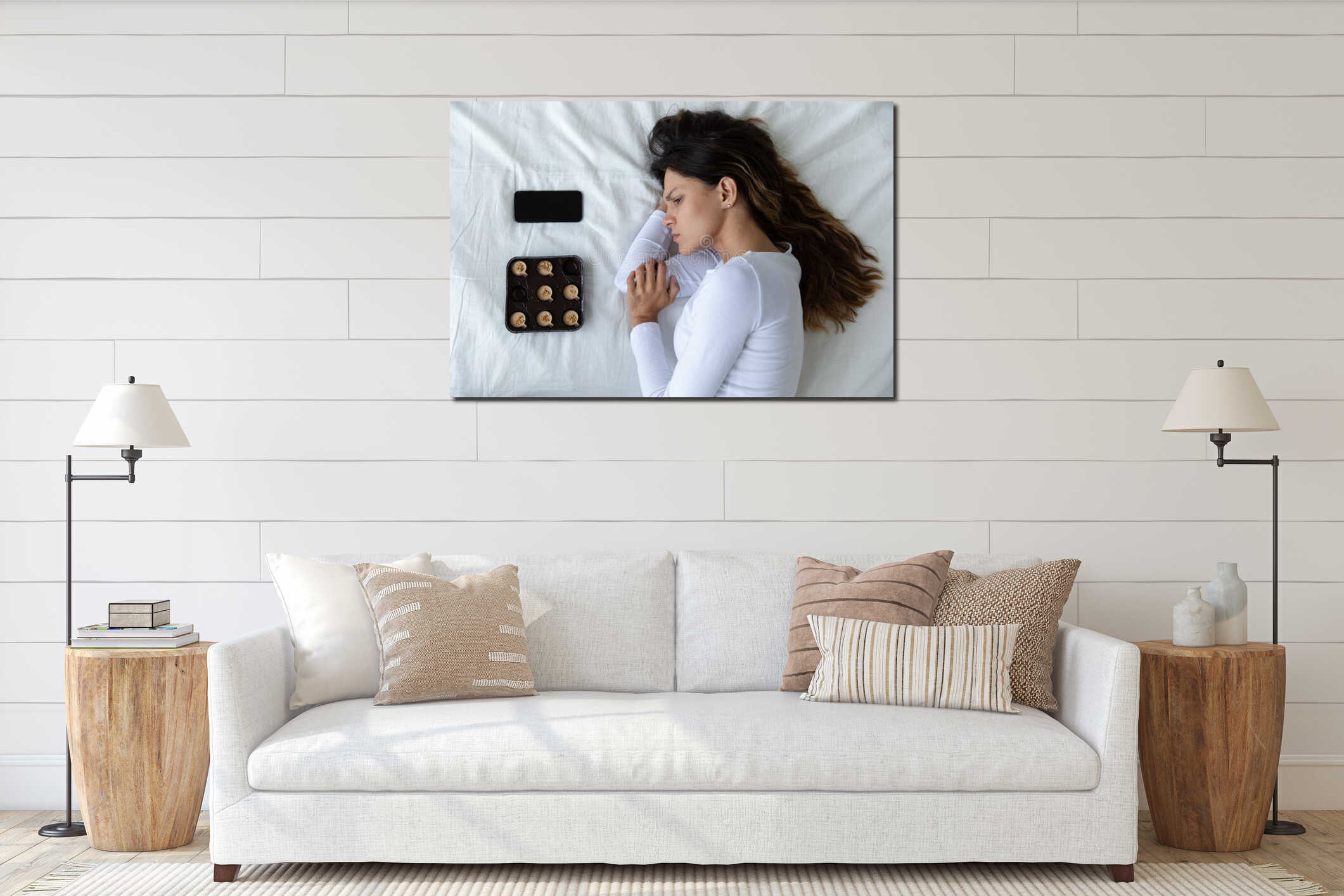 Canvas hanging interior mockup