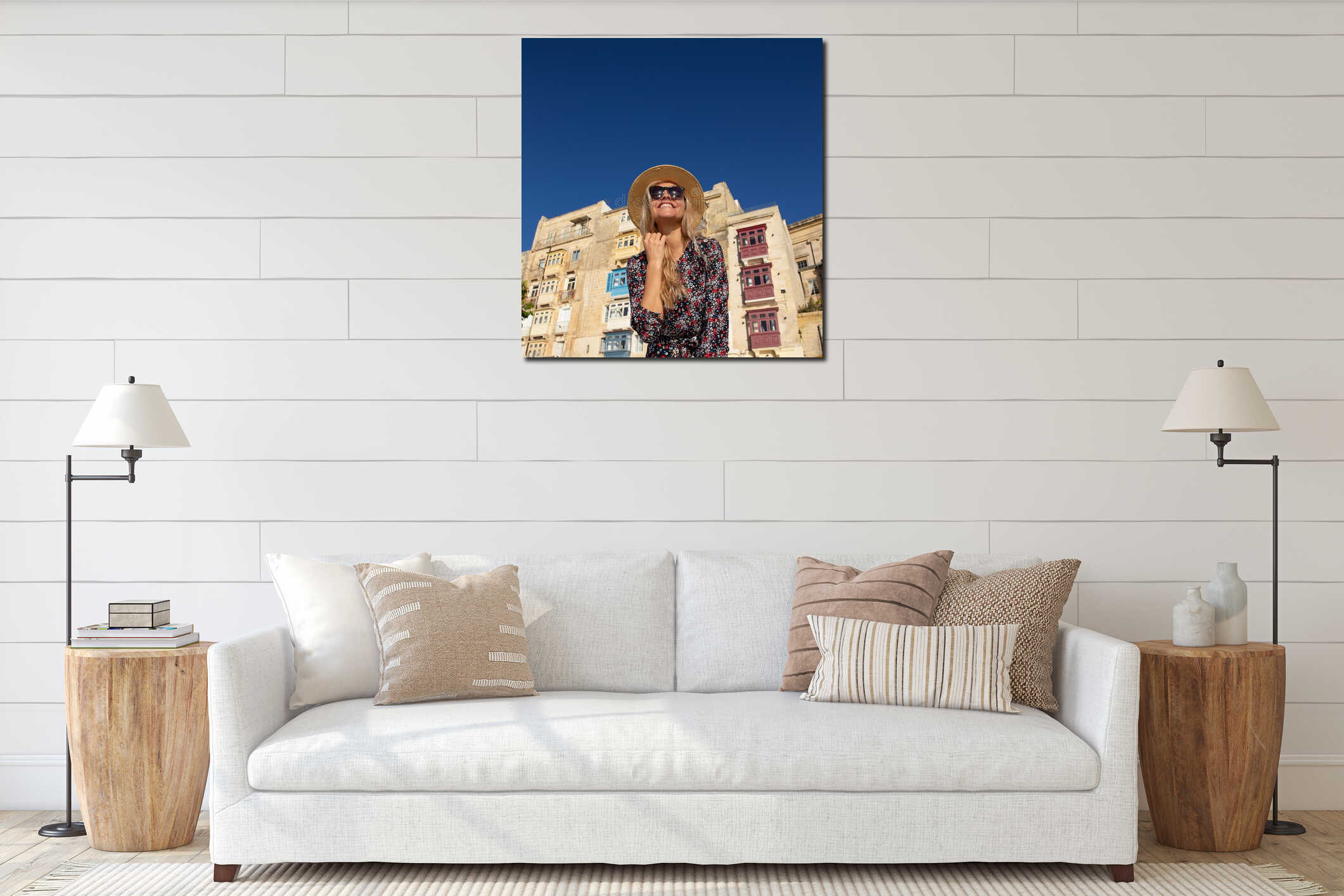 Canvas hanging interior mockup