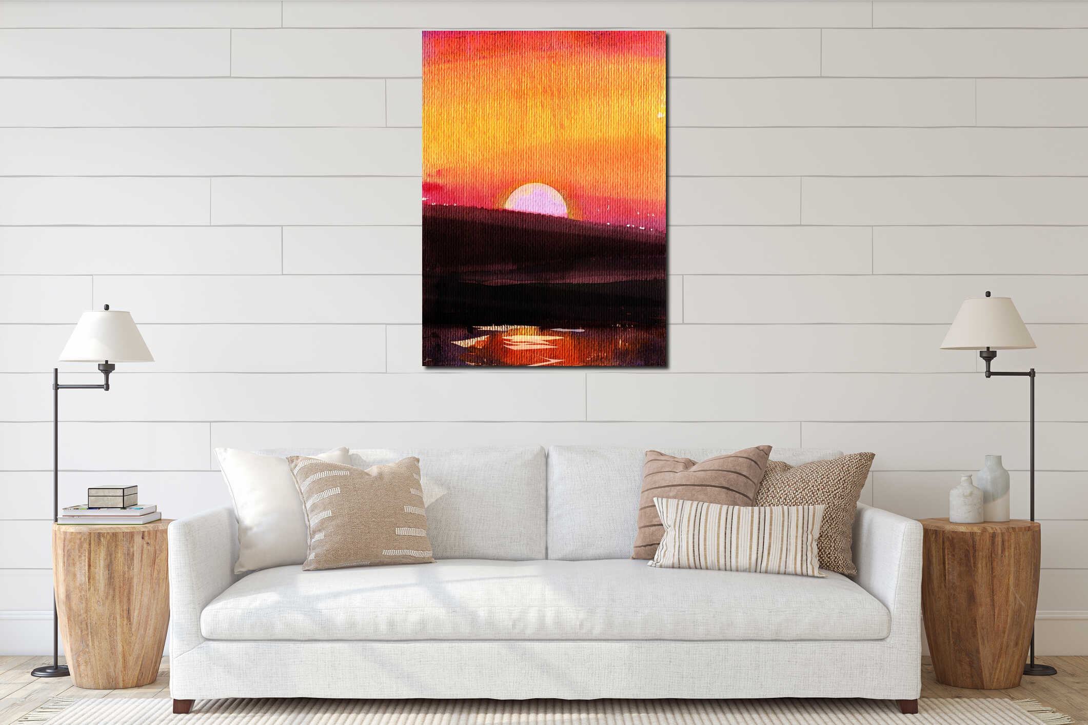 Canvas hanging interior mockup