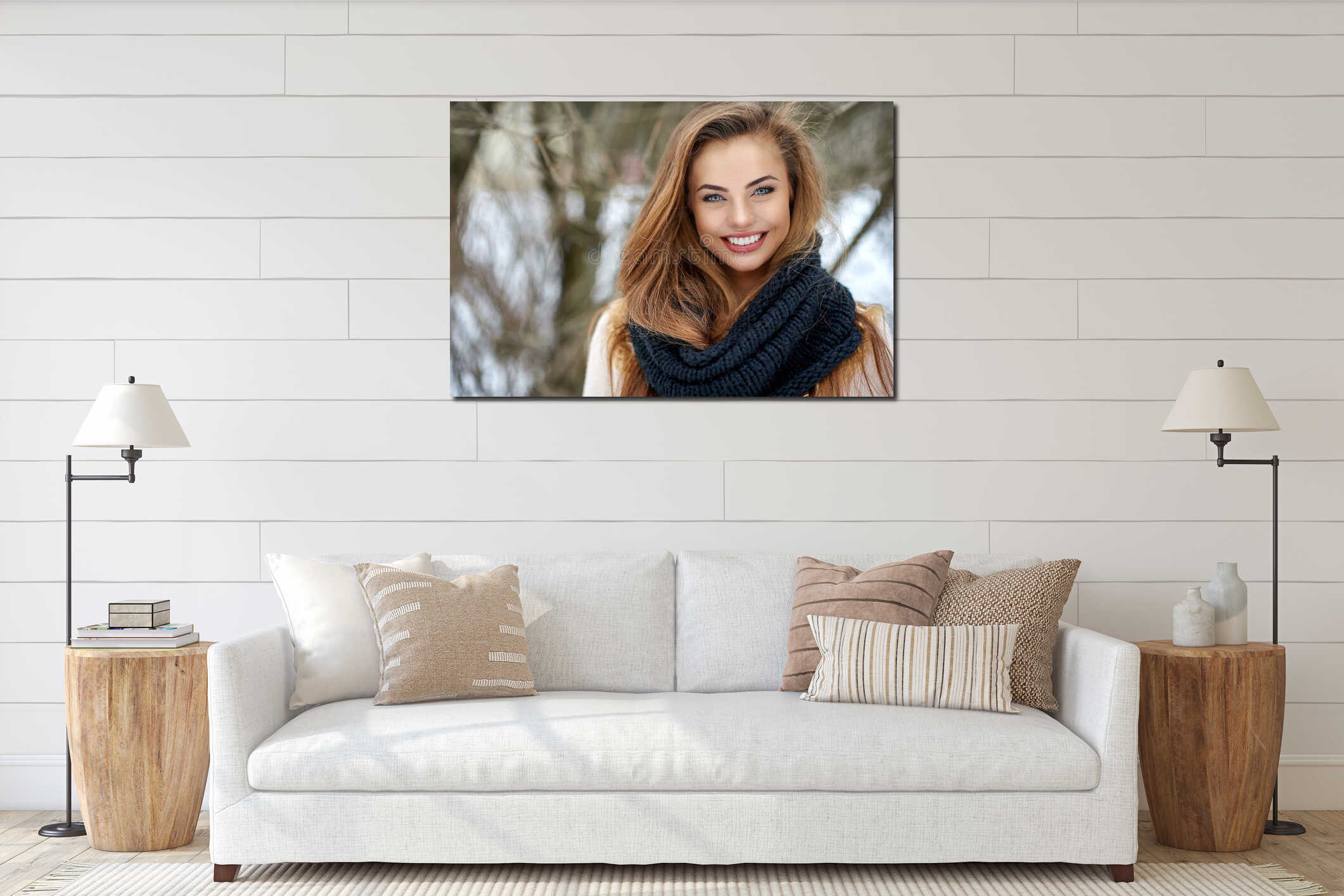 Canvas hanging interior mockup