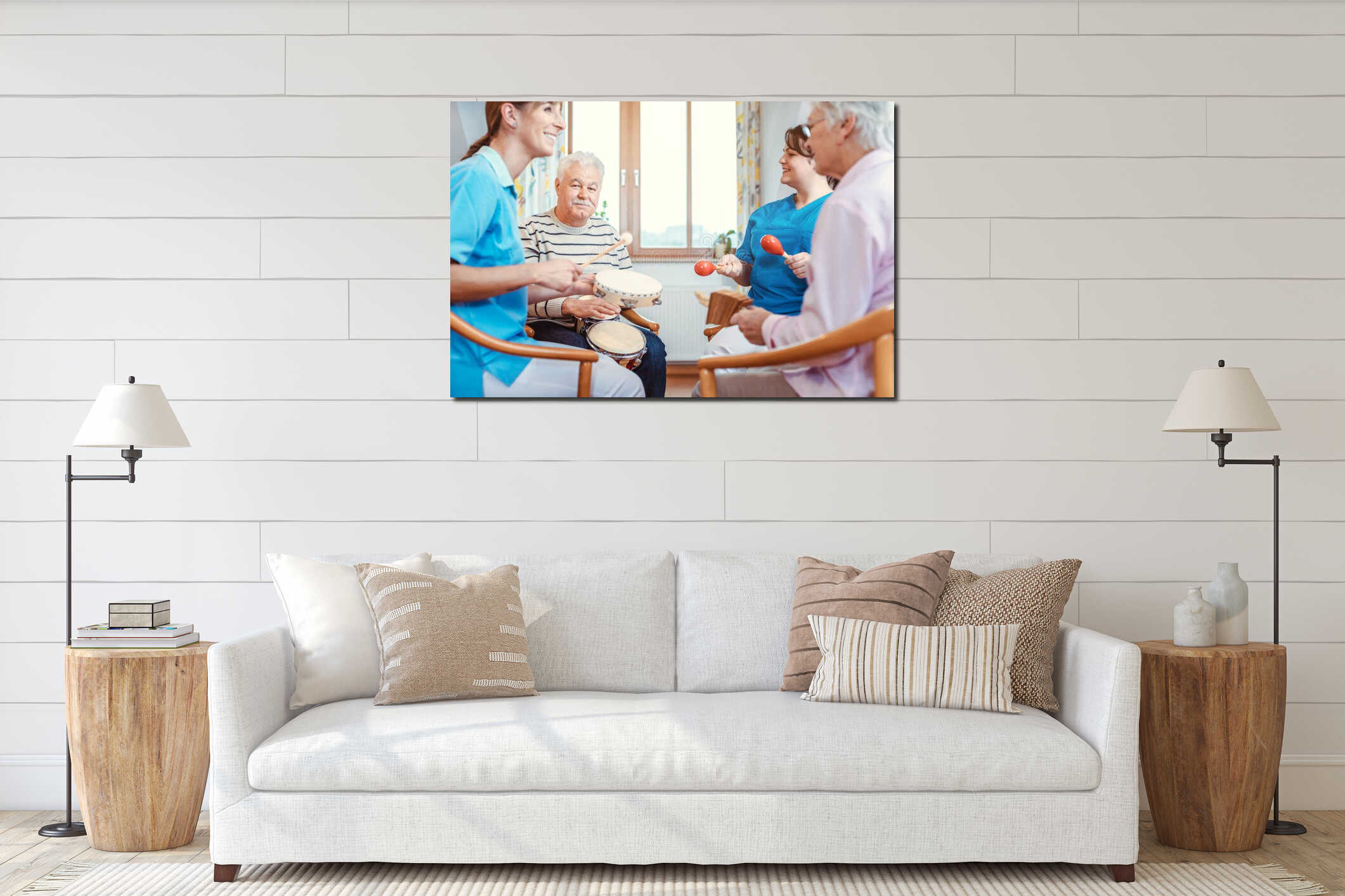 Canvas hanging interior mockup