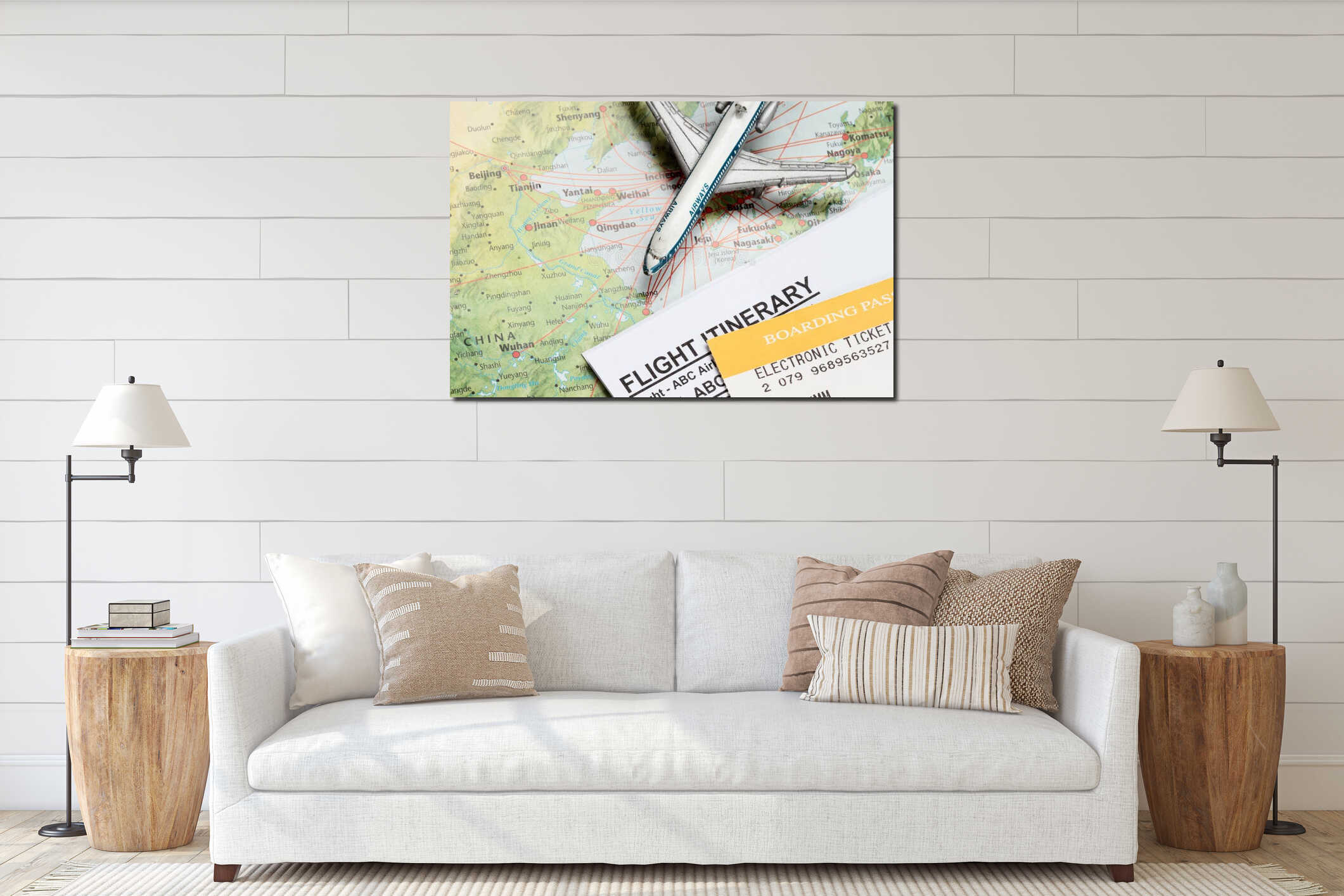 Canvas hanging interior mockup