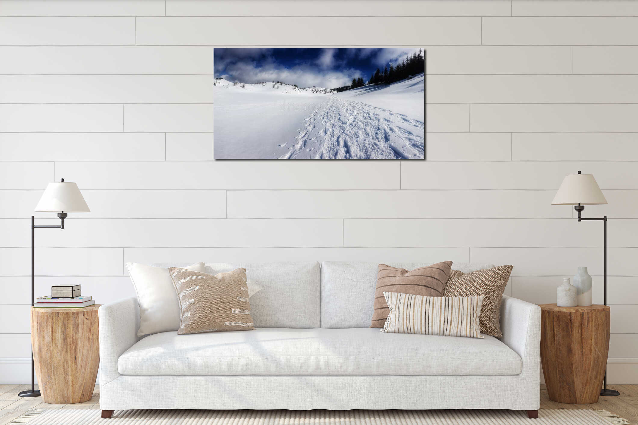 Canvas hanging interior mockup