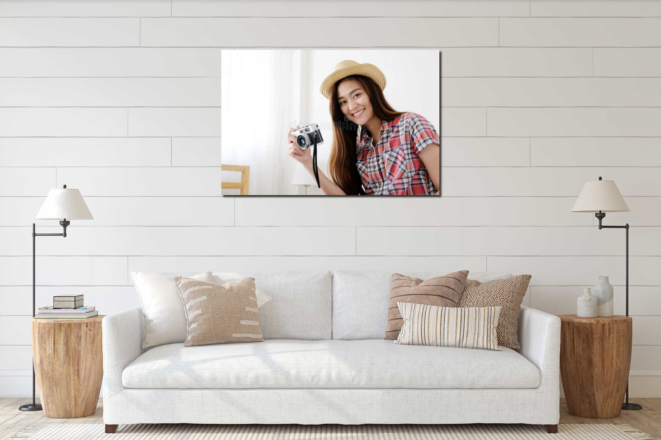 Canvas hanging interior mockup