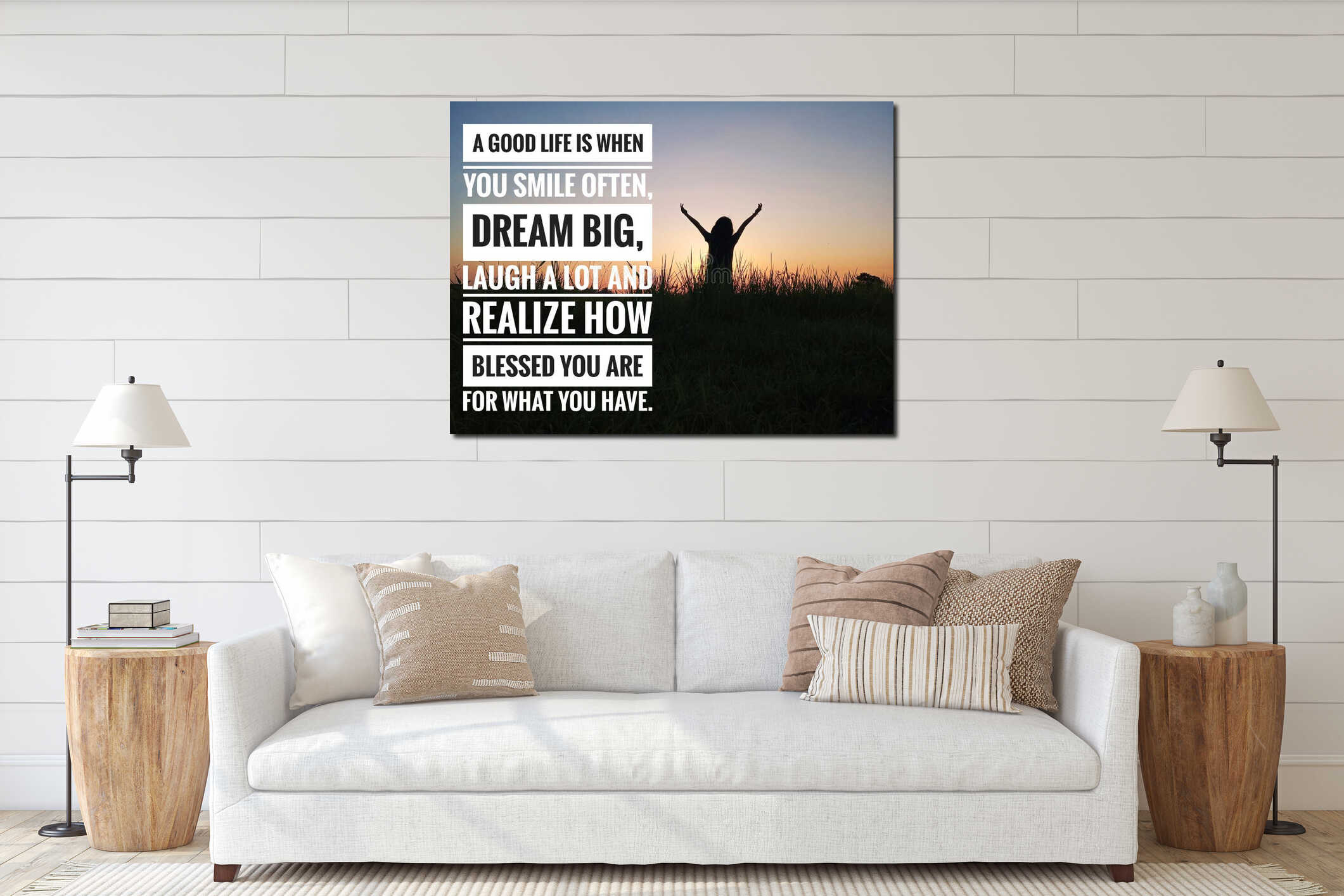 Canvas hanging interior mockup