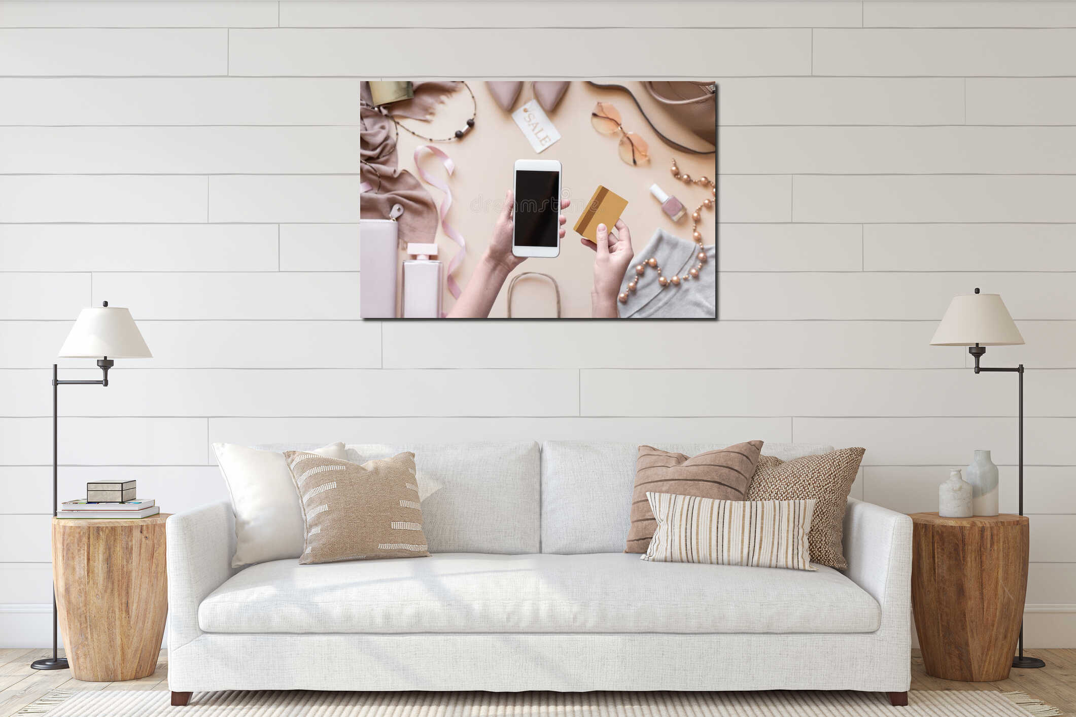 Canvas hanging interior mockup
