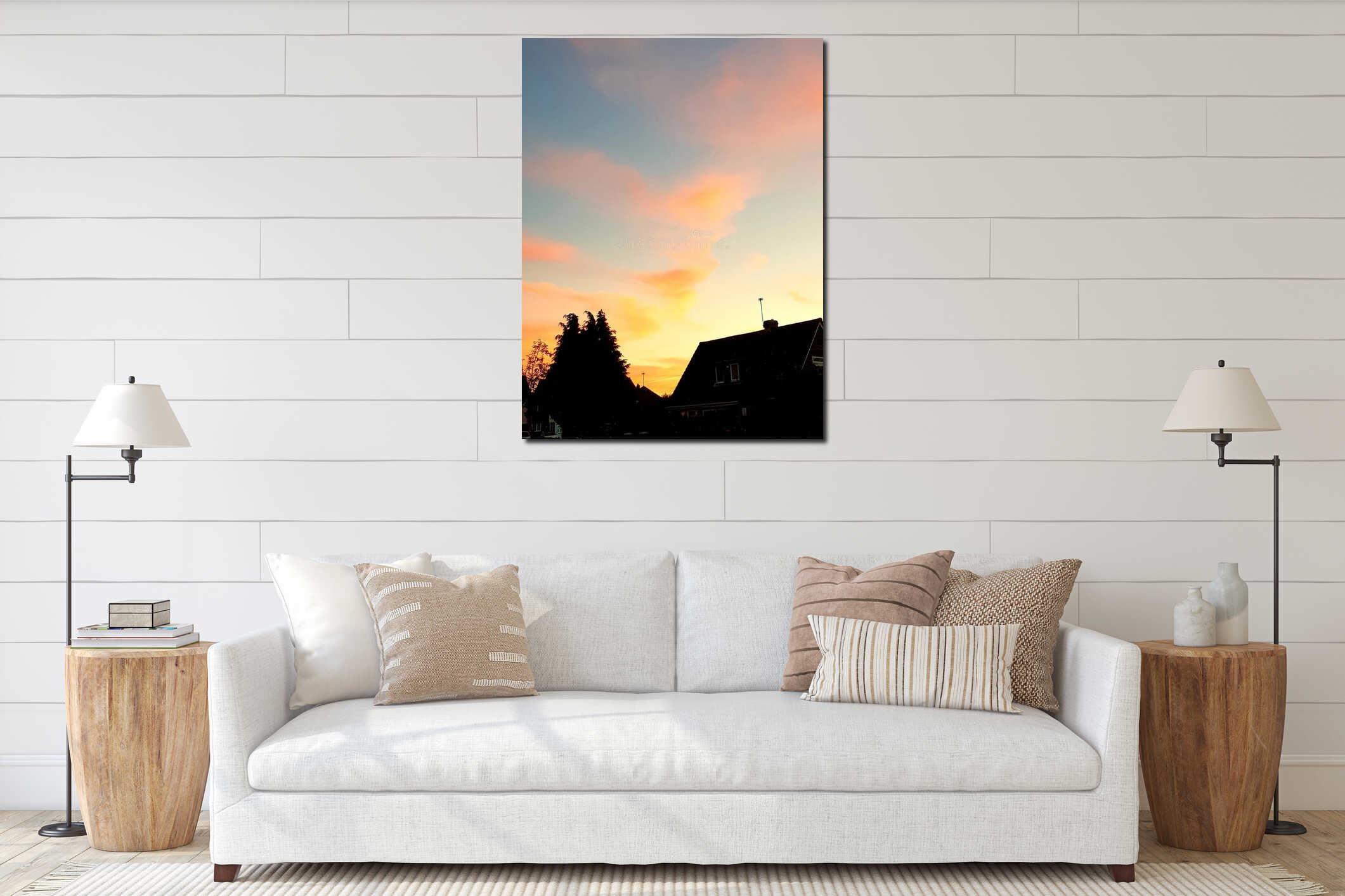 Canvas hanging interior mockup
